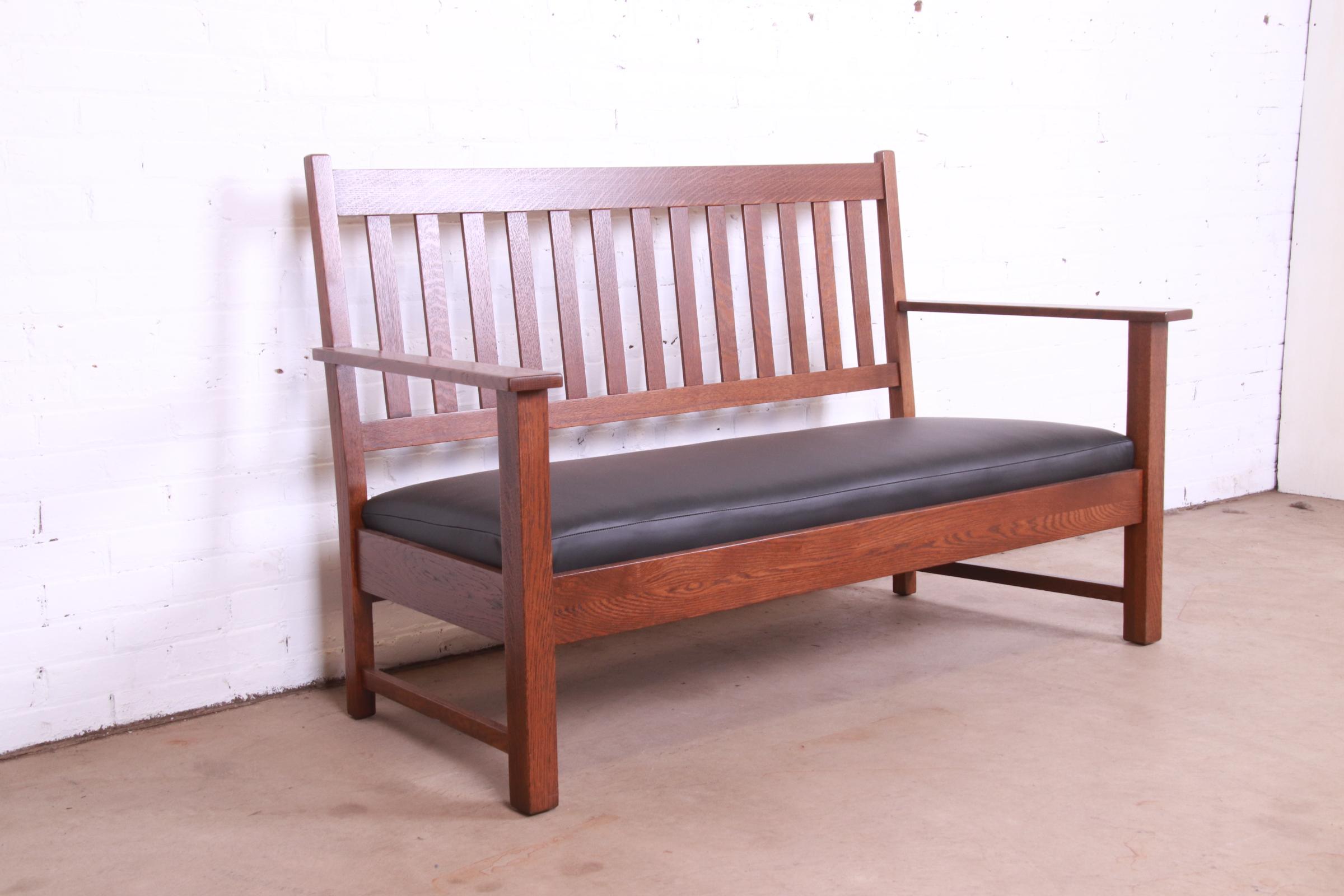 Limbert Mission Oak Arts & Crafts Open Arm Sofa or Settee, Fully Restored - Image 6