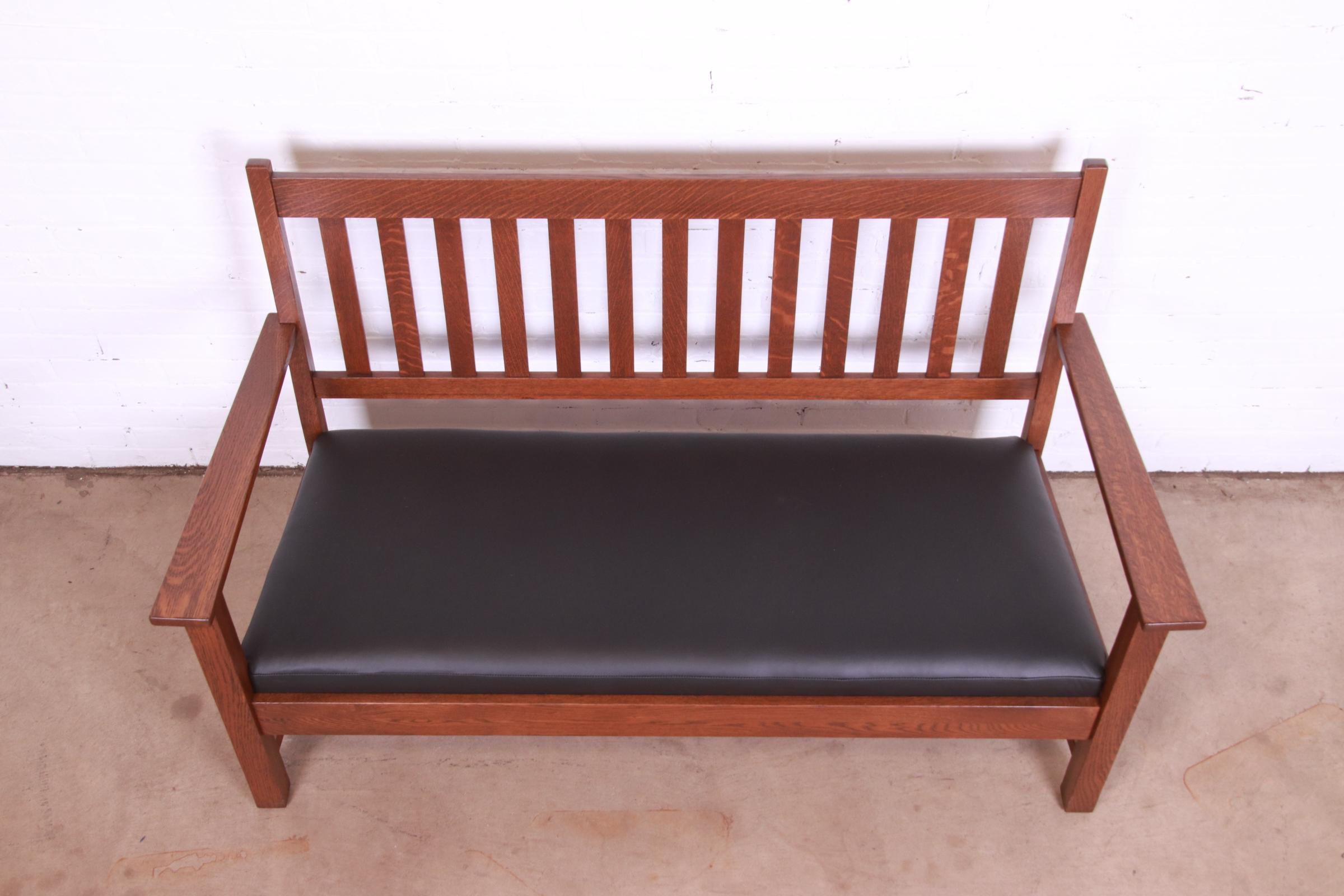 Limbert Mission Oak Arts & Crafts Open Arm Sofa or Settee, Fully Restored - Image 10