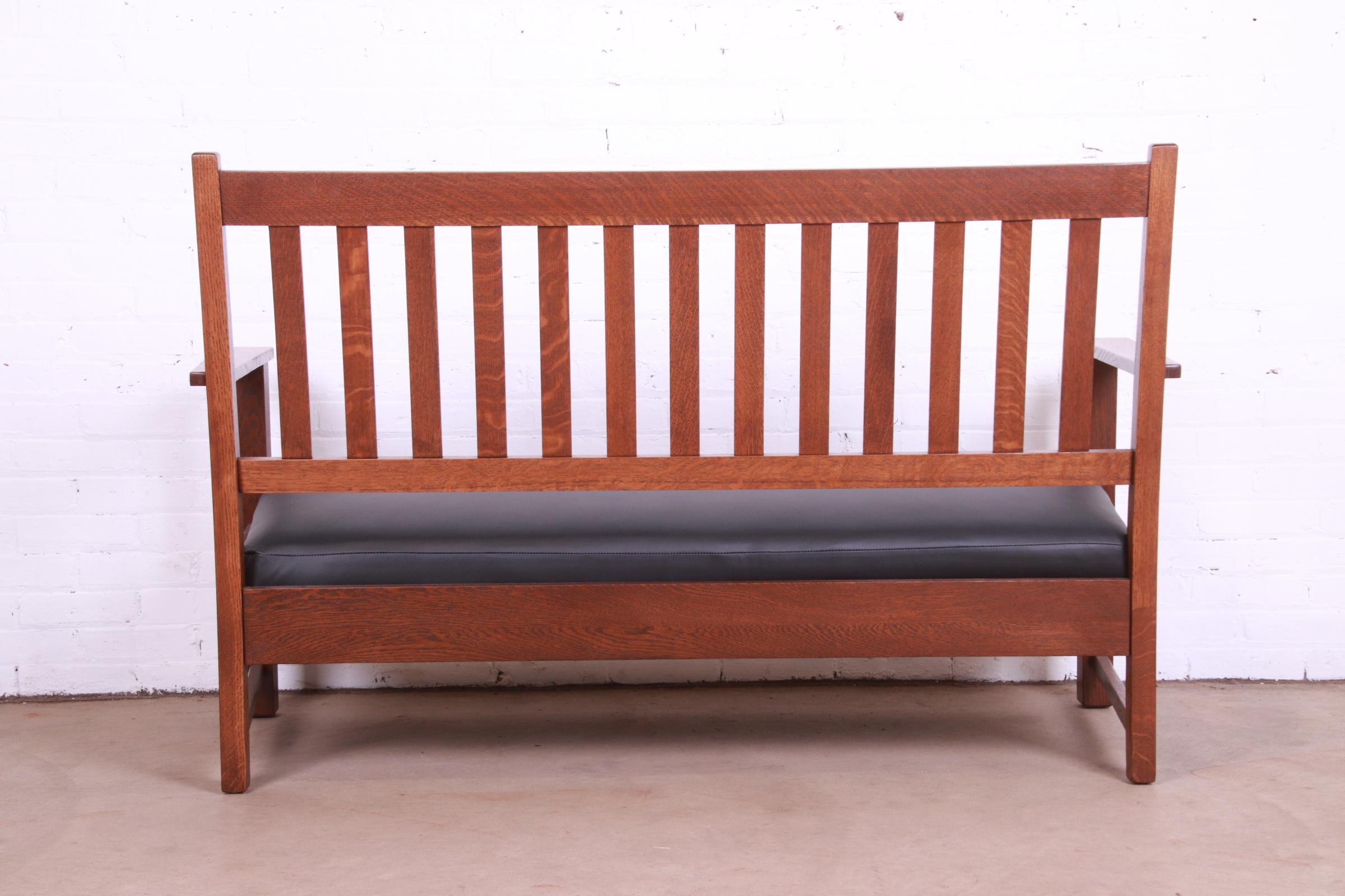 Limbert Mission Oak Arts & Crafts Open Arm Sofa or Settee, Fully Restored - Image 9