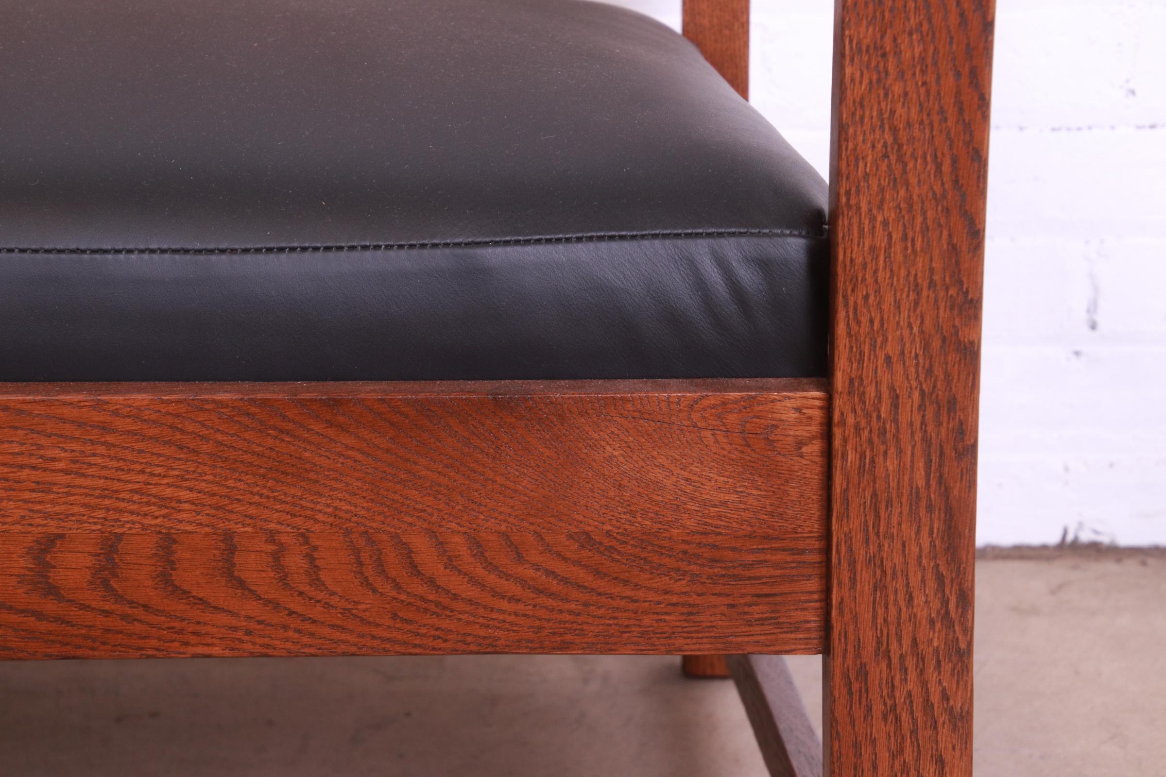 Limbert Mission Oak Arts & Crafts Open Arm Sofa or Settee, Fully Restored - Image 11