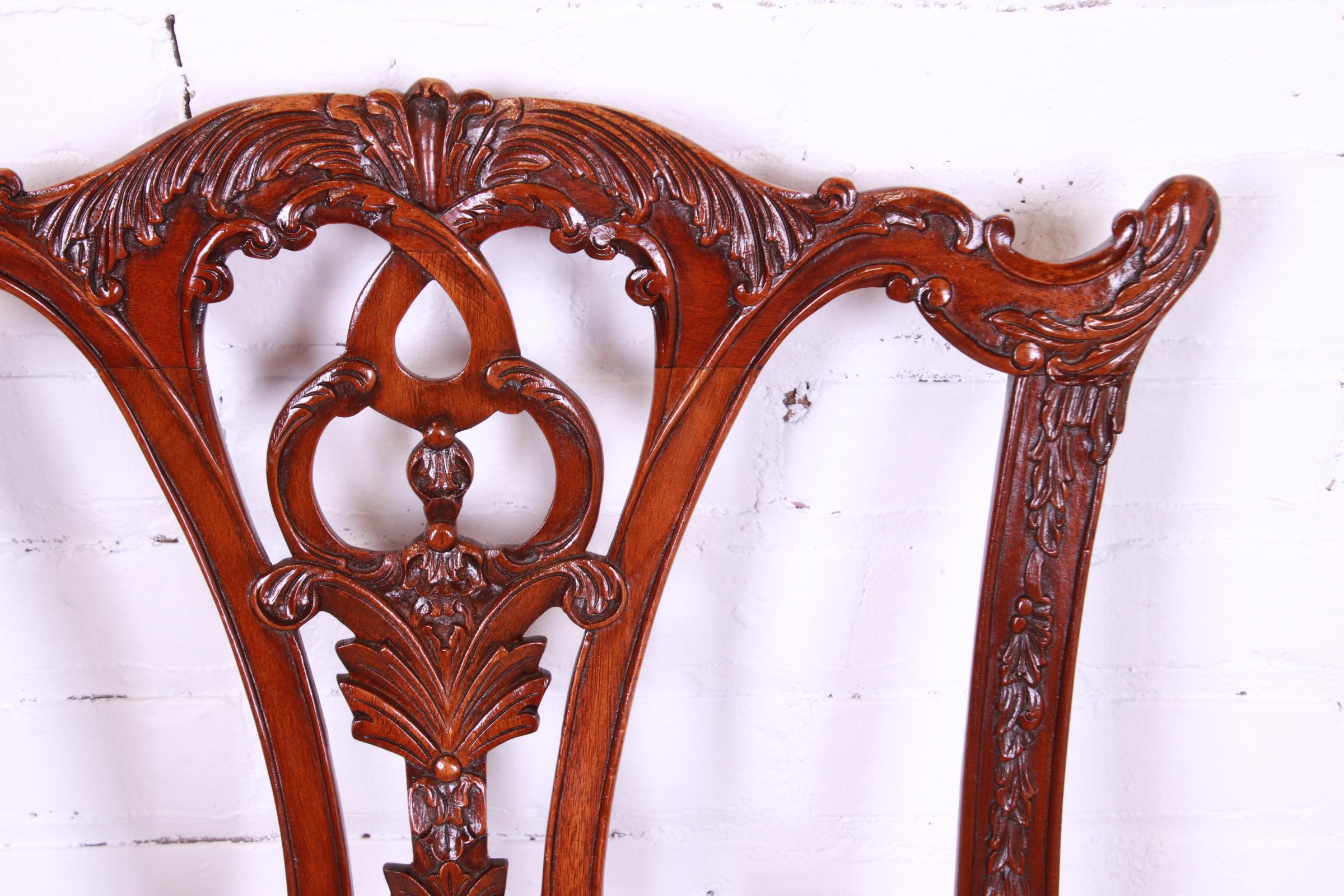 Maitland Smith Chippendale Carved Mahogany Dining Chairs, Set of Six - Image 6