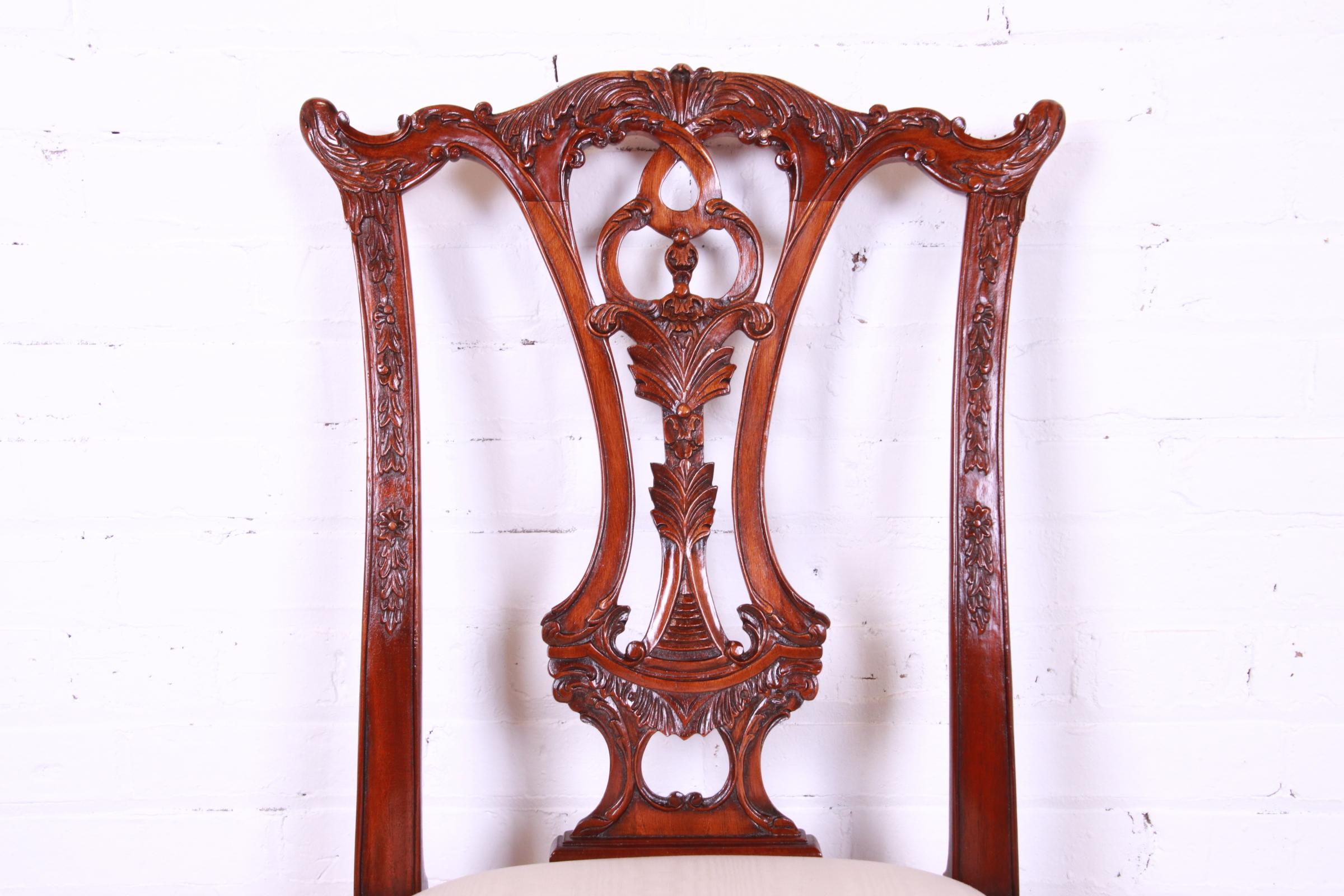 Maitland Smith Chippendale Carved Mahogany Dining Chairs, Set of Six - Image 5