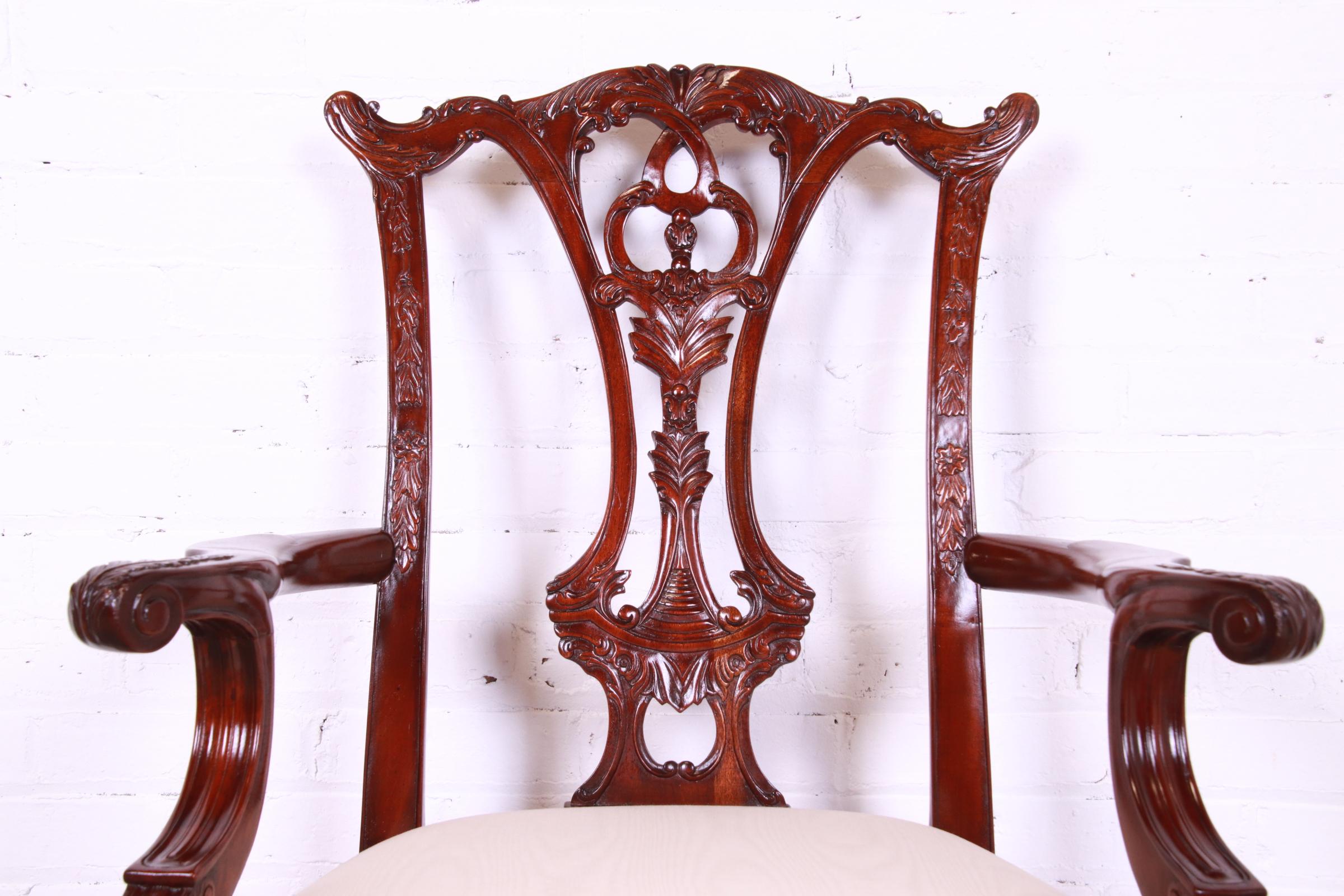 Maitland Smith Chippendale Carved Mahogany Dining Chairs, Set of Six - Image 11