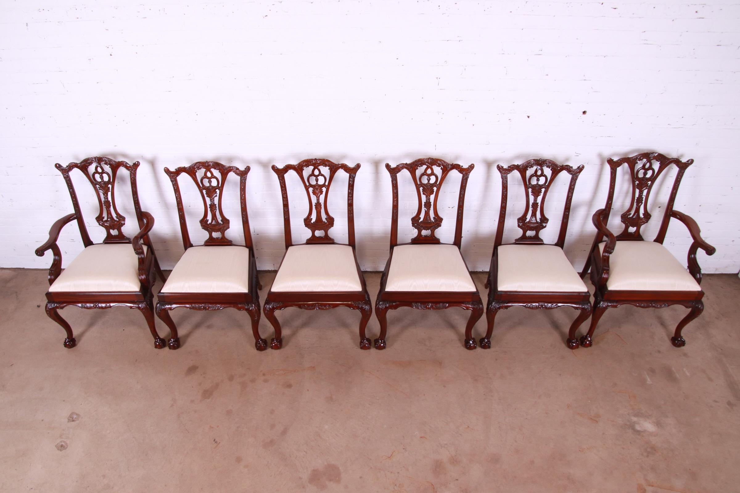 Maitland Smith Chippendale Carved Mahogany Dining Chairs, Set of Six - Image 3