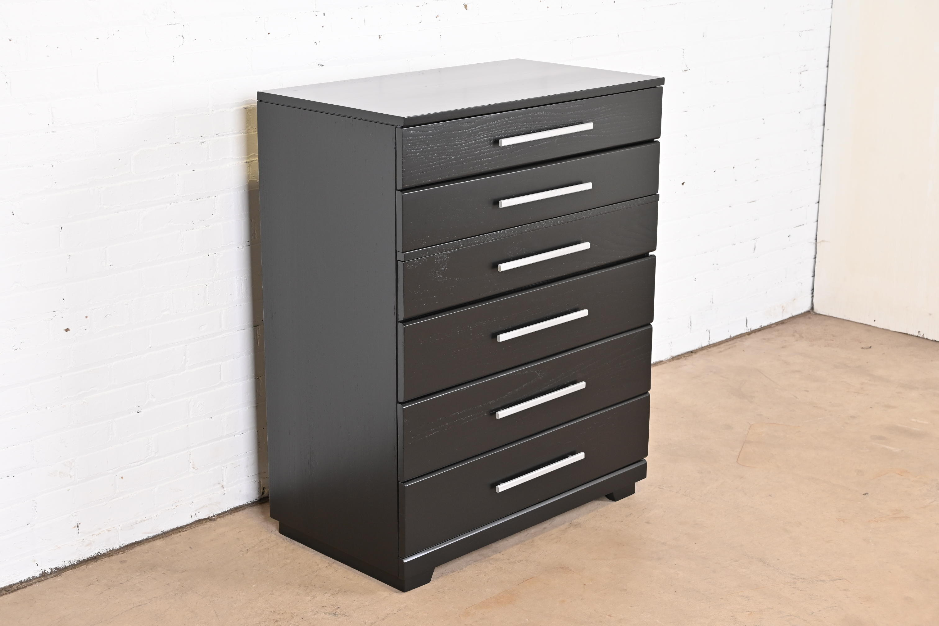1950s Raymond Loewy for Mengel Mid-Century Modern Black Lacquered Highboy Dresser, Newly Refinished - Image 5
