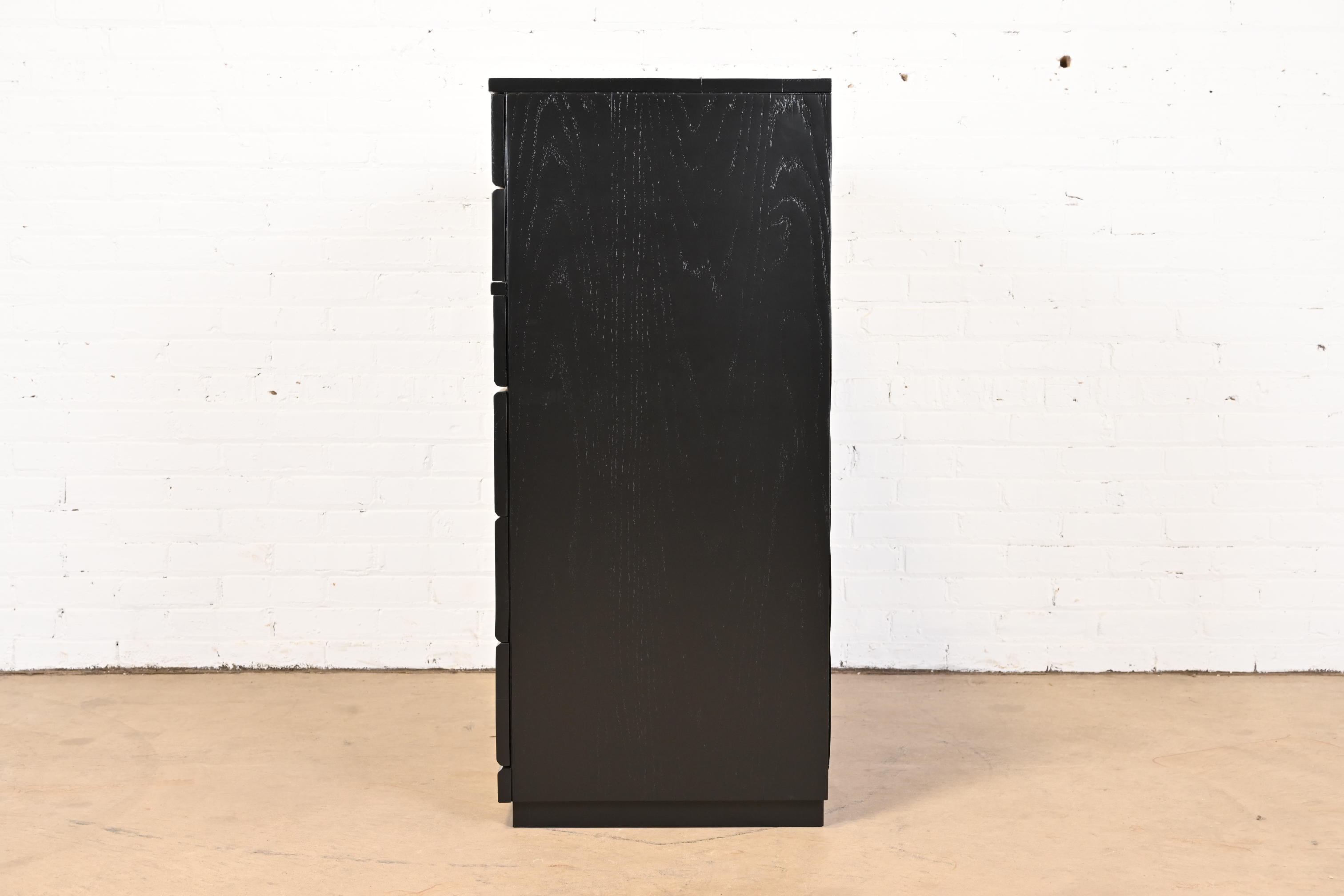 1950s Raymond Loewy for Mengel Mid-Century Modern Black Lacquered Highboy Dresser, Newly Refinished - Image 12