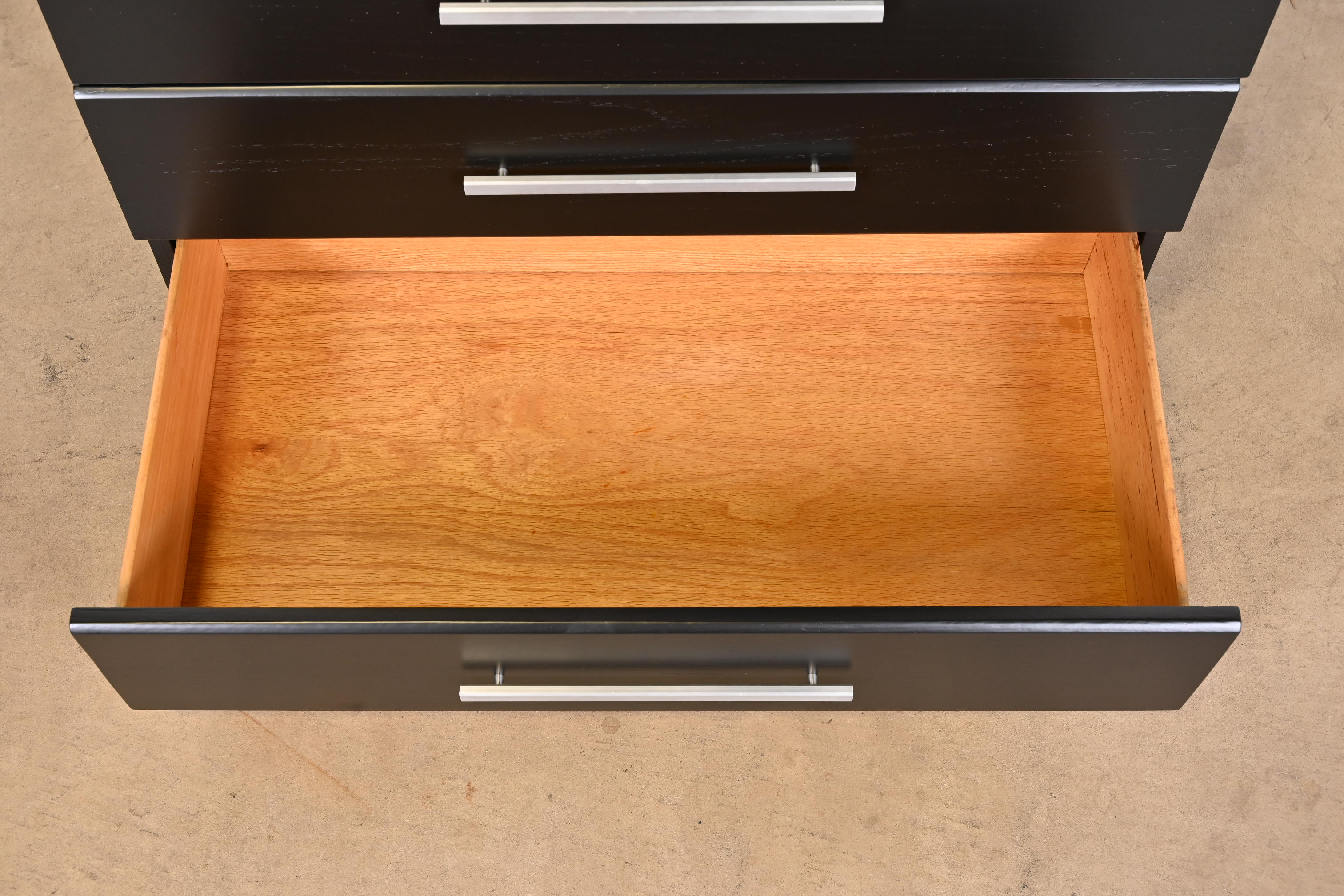 1950s Raymond Loewy for Mengel Mid-Century Modern Black Lacquered Highboy Dresser, Newly Refinished - Image 9