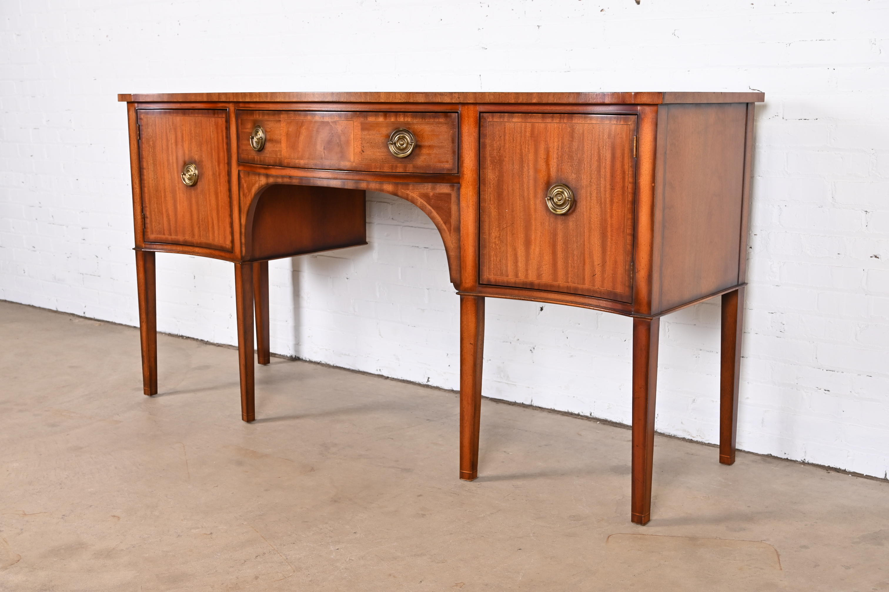 Baker Furniture Georgian Banded Mahogany Serpentine Front Sideboard Credenza - Image 2