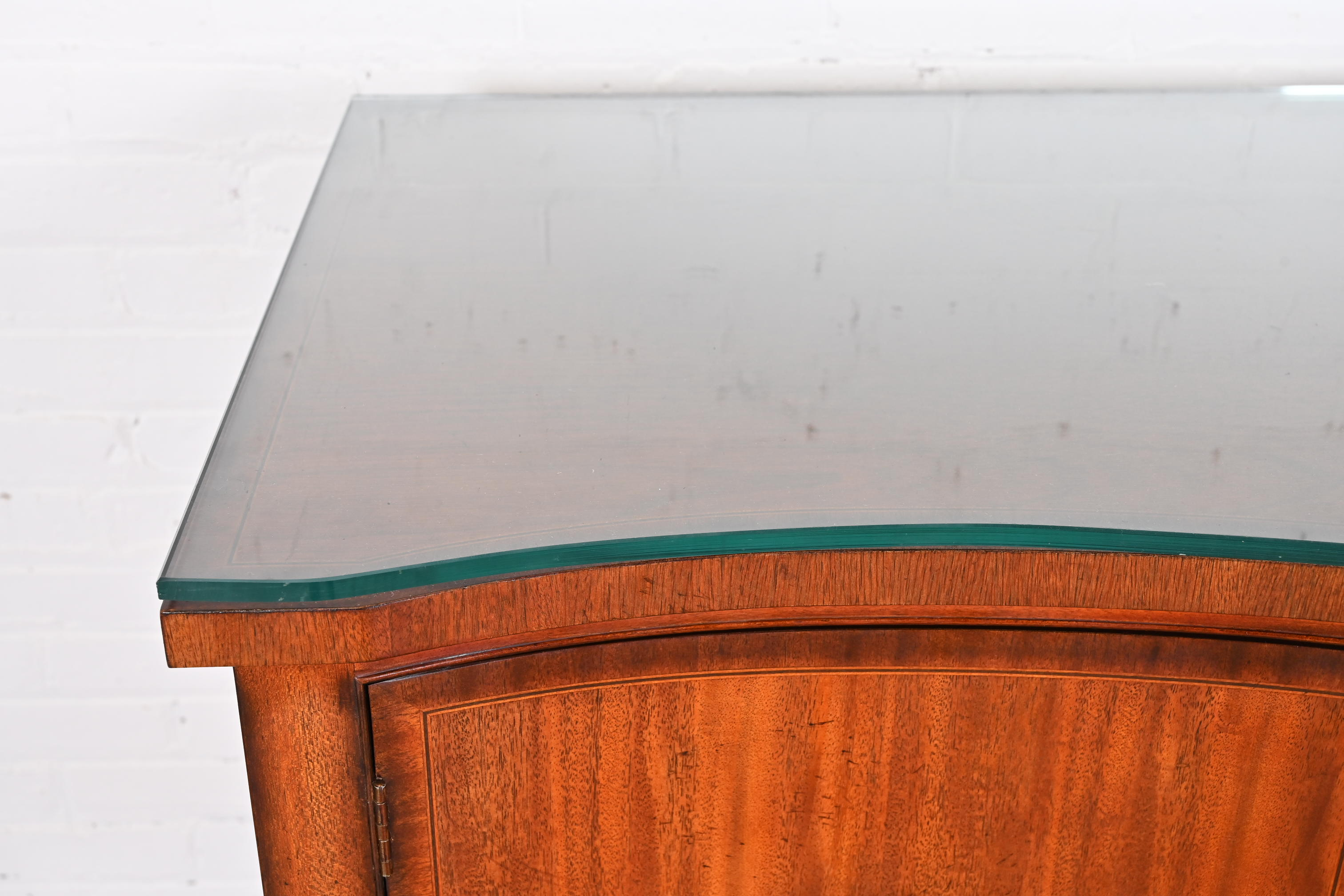 Baker Furniture Georgian Banded Mahogany Serpentine Front Sideboard Credenza - Image 12