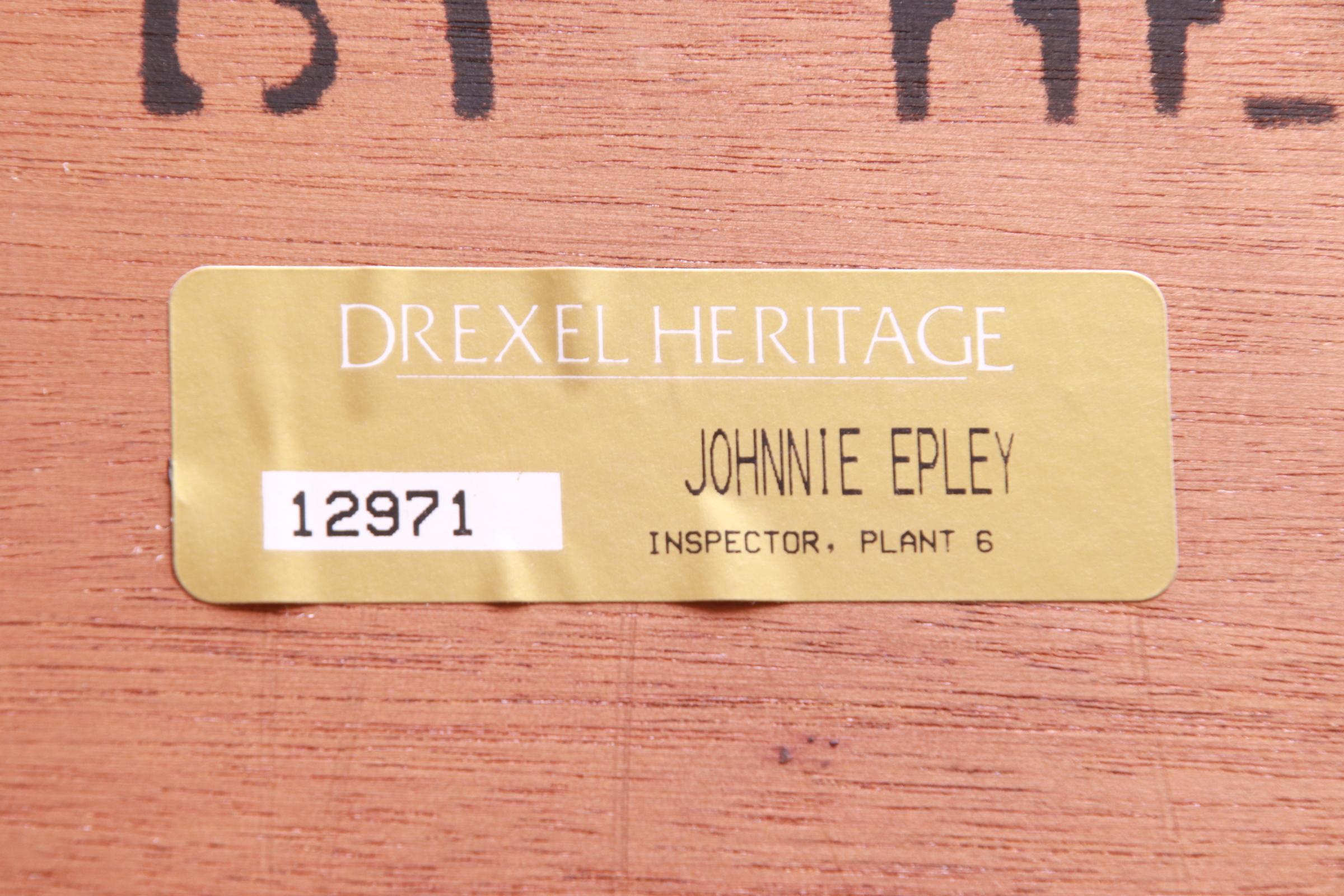 Drexel Heritage Mid-Century Modern Oak and Burl Wood Extension Dining Table, Newly Refinished - Image 13