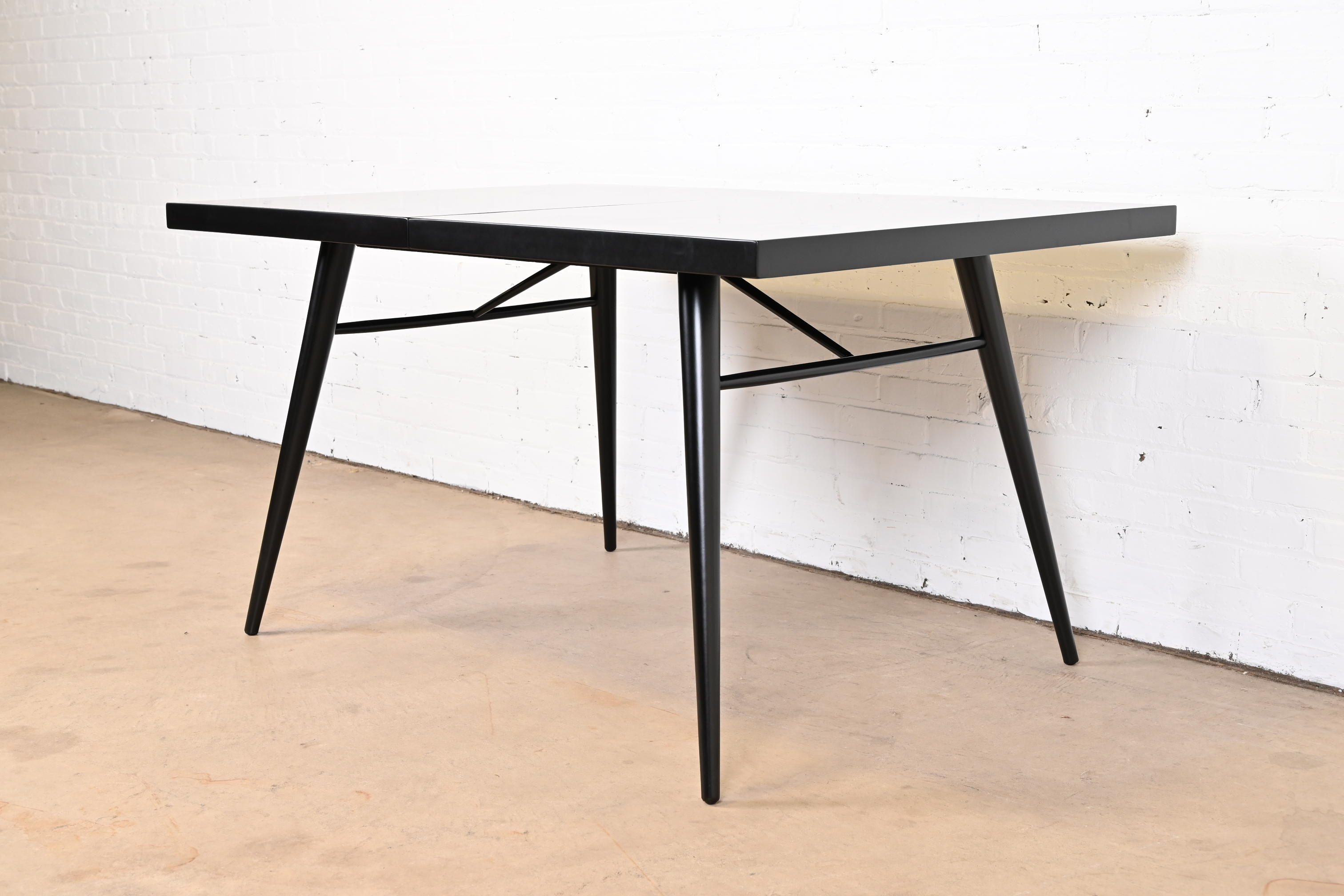 Paul McCobb Planner Group Black Lacquered Extension Dining Table, Newly Refinished - Image 9