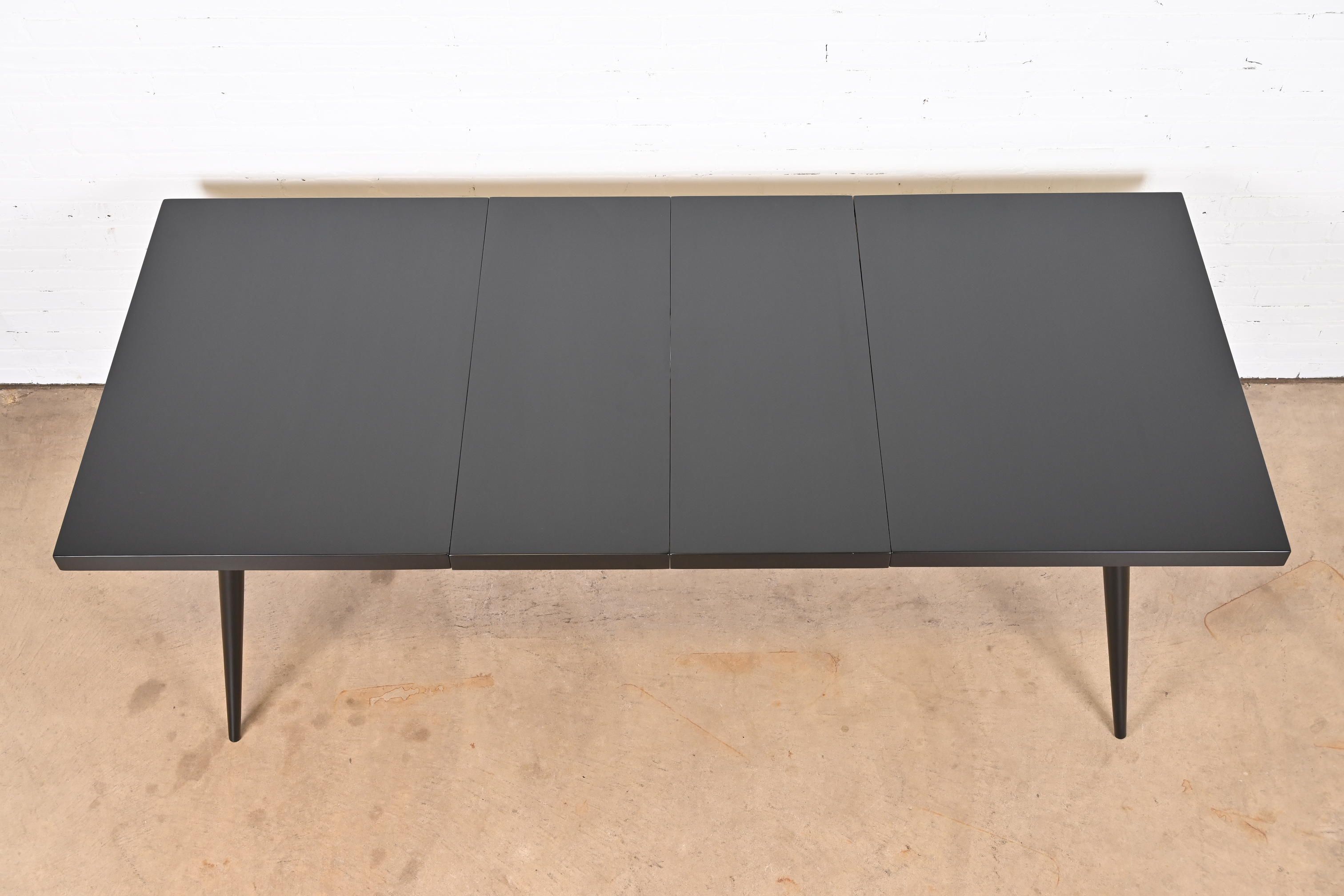 Paul McCobb Planner Group Black Lacquered Extension Dining Table, Newly Refinished - Image 5