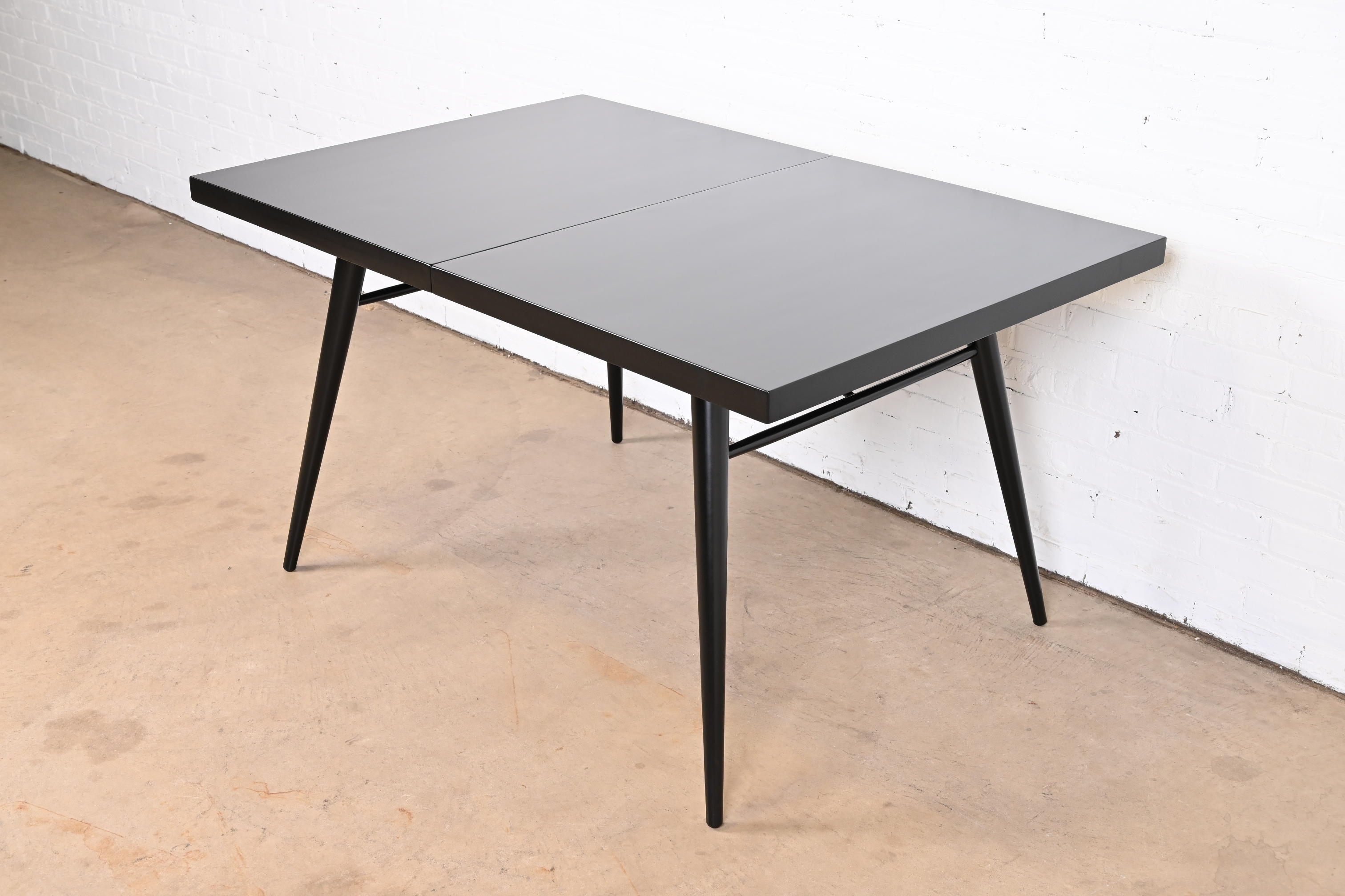 Paul McCobb Planner Group Black Lacquered Extension Dining Table, Newly Refinished - Image 10