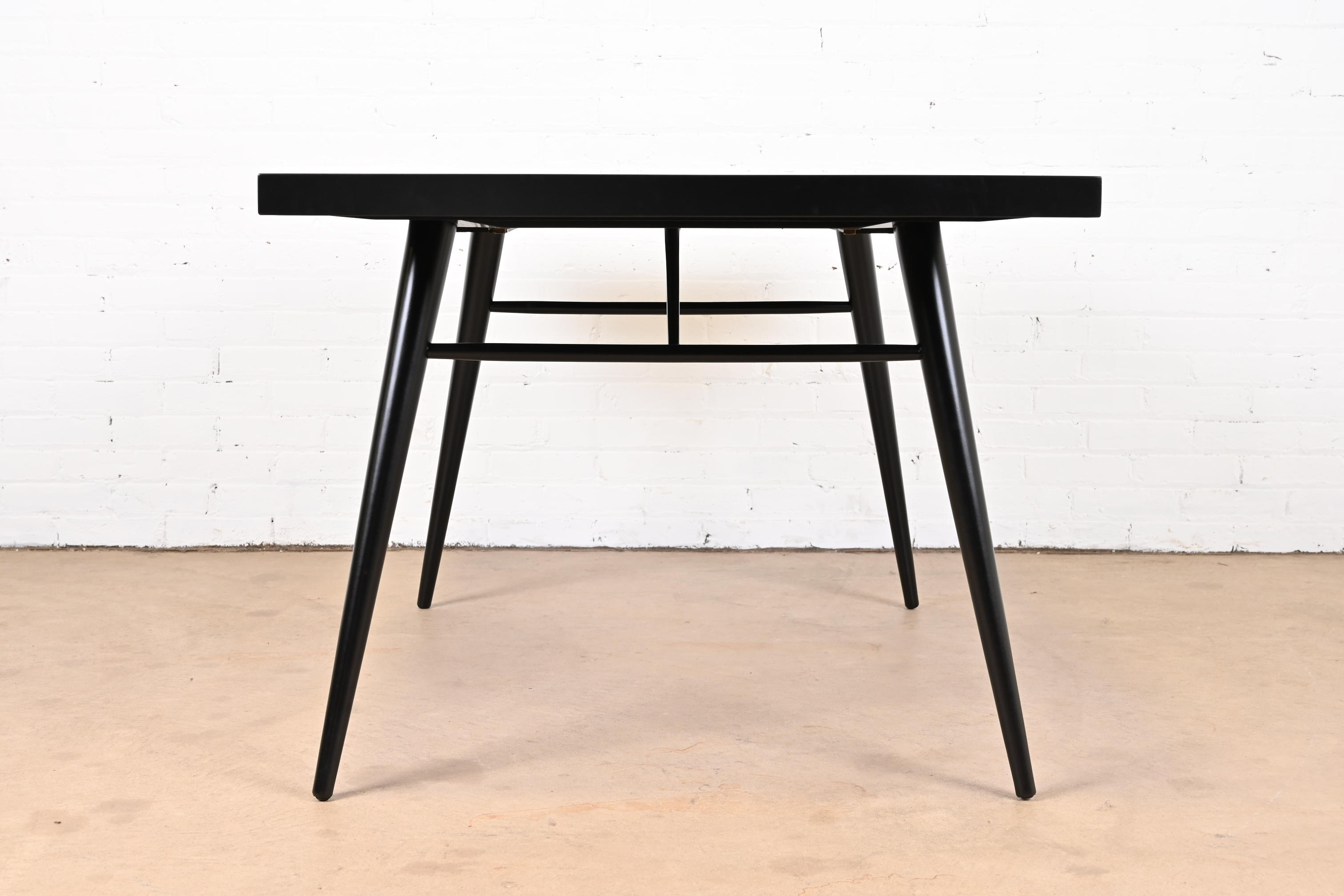 Paul McCobb Planner Group Black Lacquered Extension Dining Table, Newly Refinished - Image 12