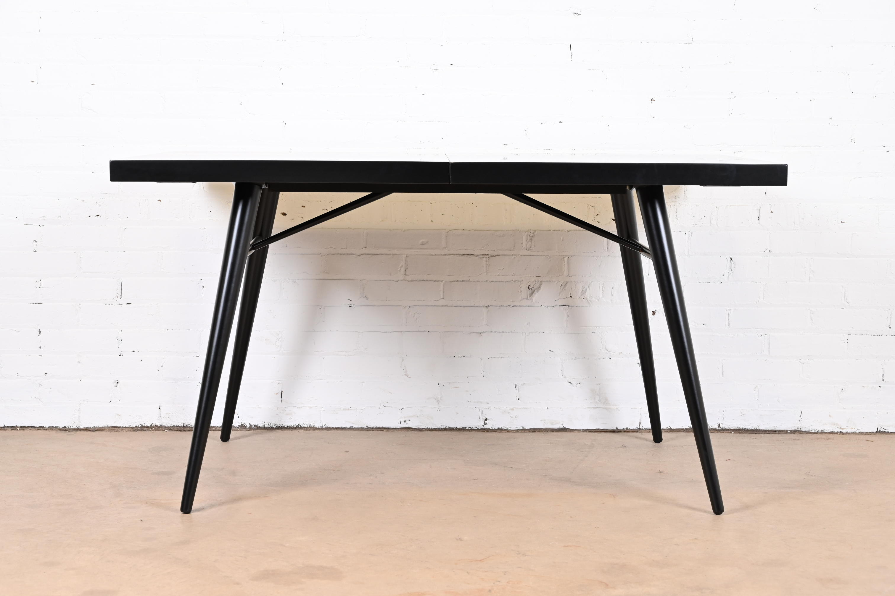 Paul McCobb Planner Group Black Lacquered Extension Dining Table, Newly Refinished - Image 7