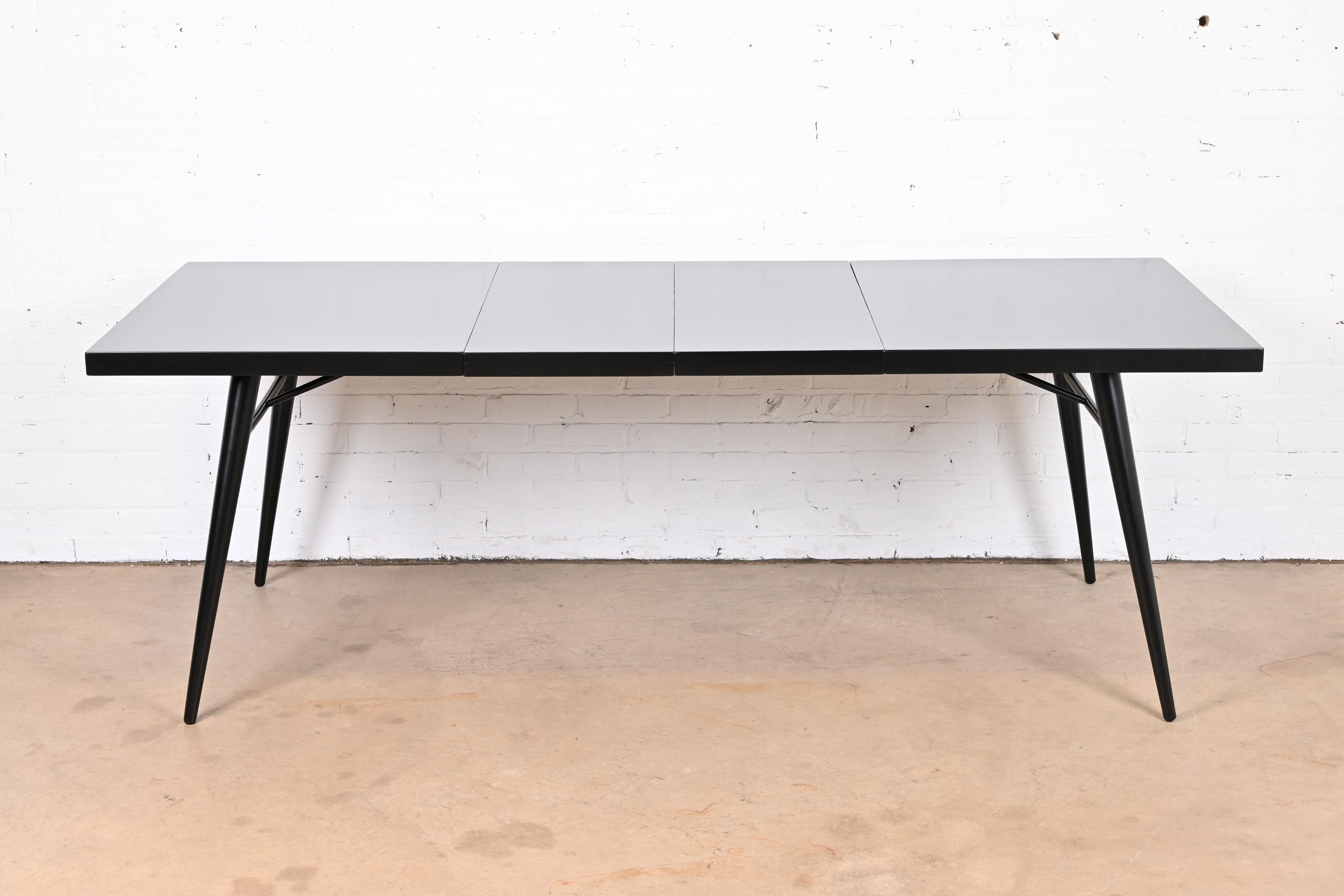 Paul McCobb Planner Group Black Lacquered Extension Dining Table, Newly Refinished