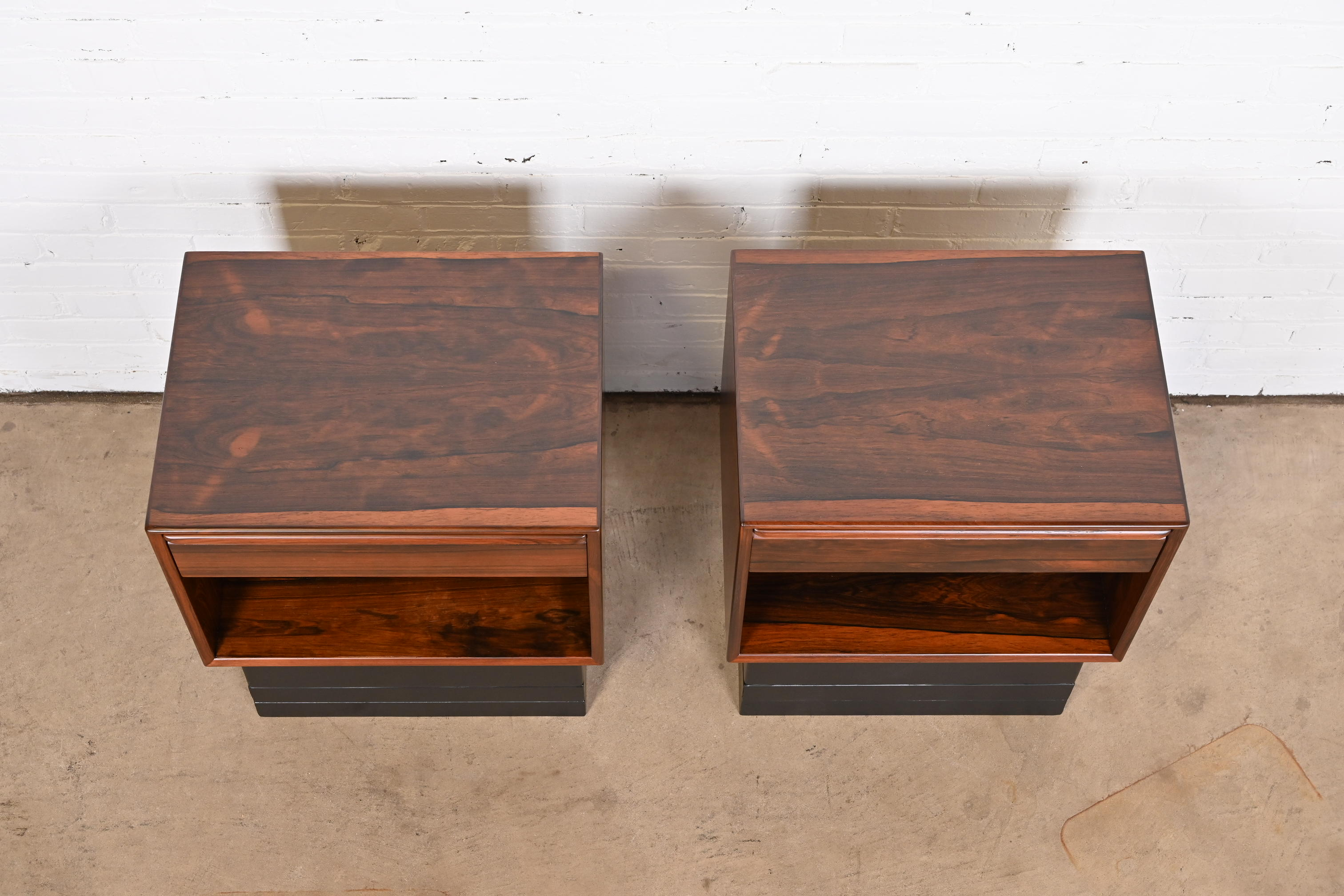 Westnofa Scandinavian Modern Rosewood Nightstands, Newly Refinished - Image 8