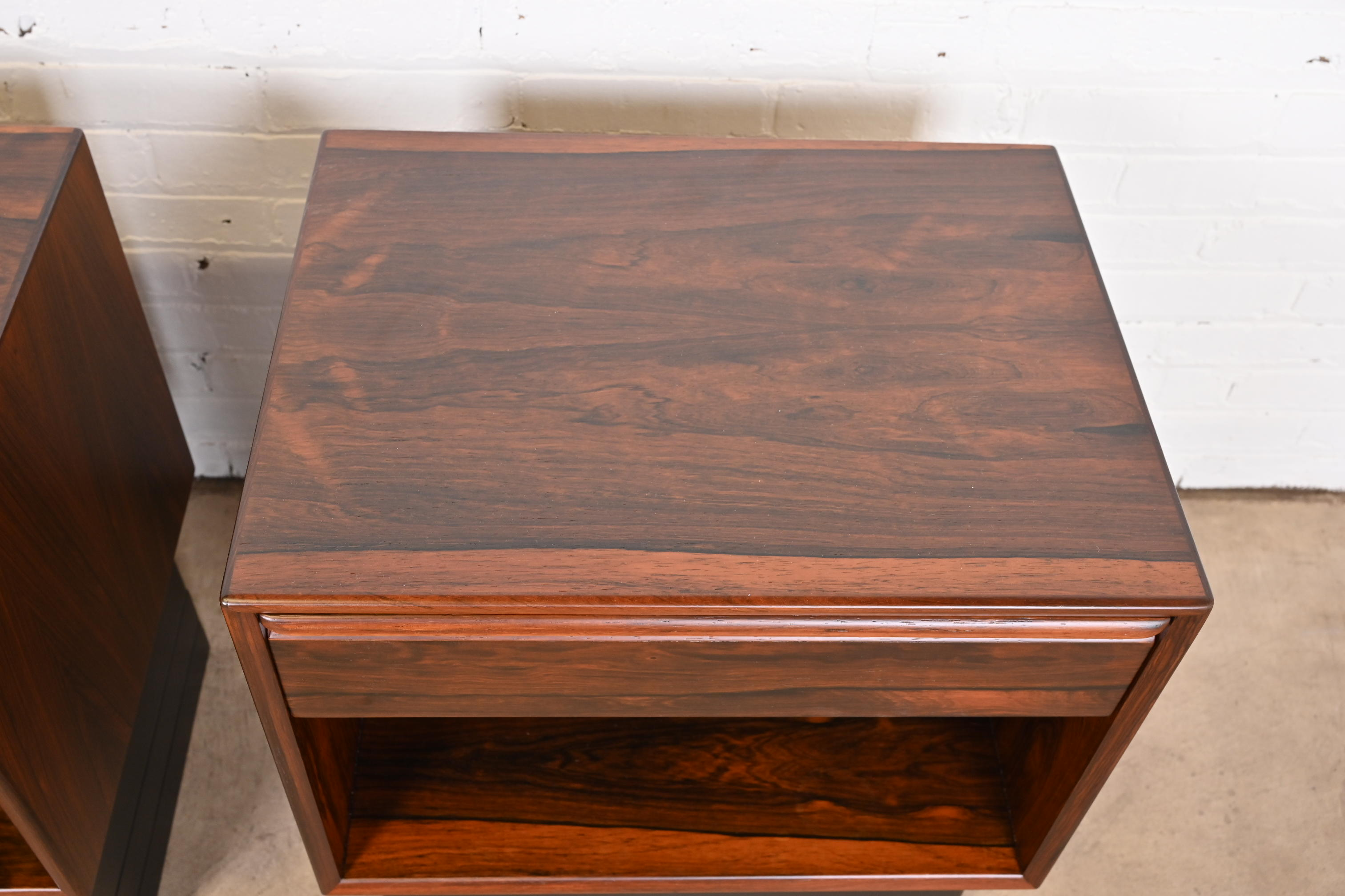 Westnofa Scandinavian Modern Rosewood Nightstands, Newly Refinished - Image 9