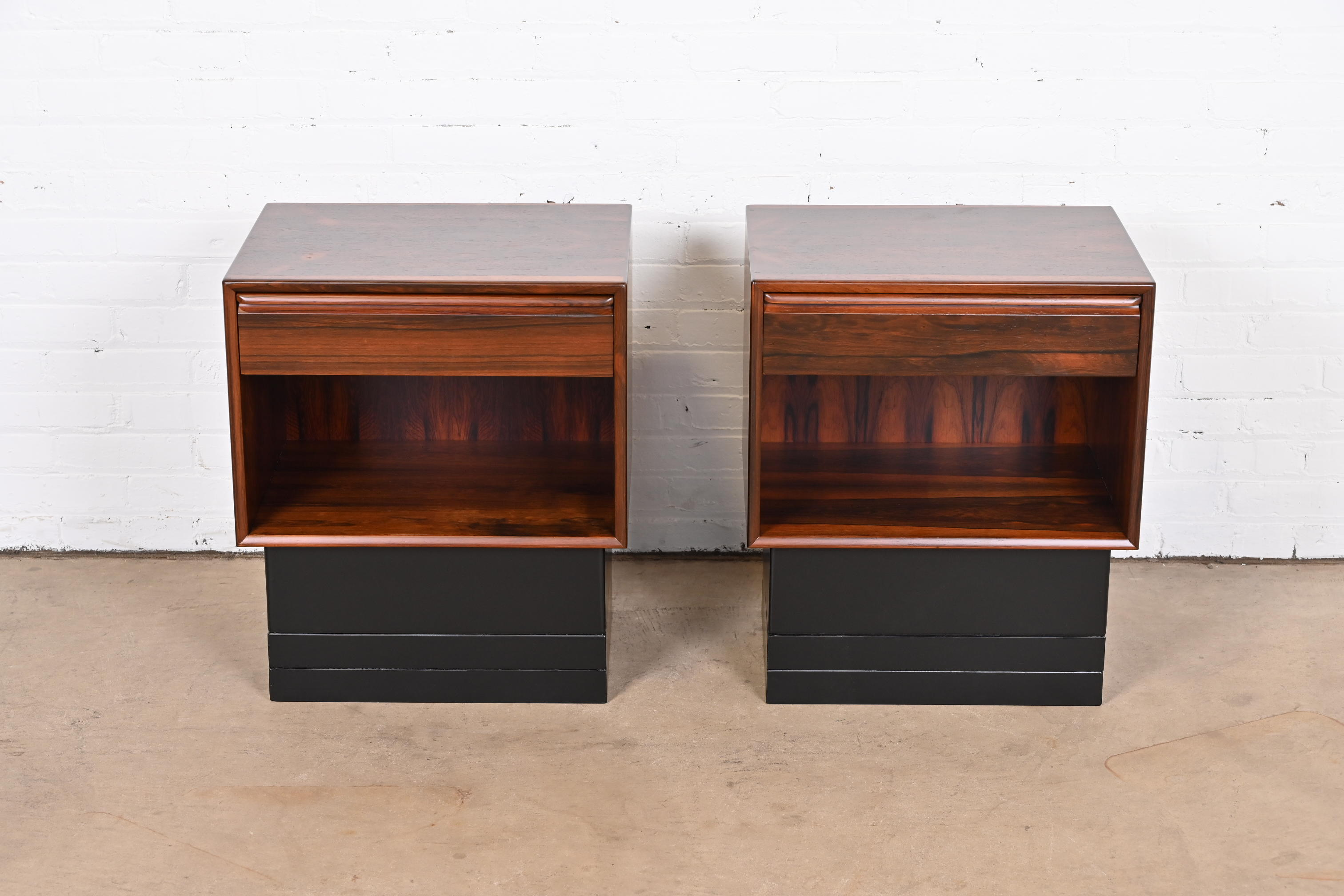 Westnofa Scandinavian Modern Rosewood Nightstands, Newly Refinished - Image 3