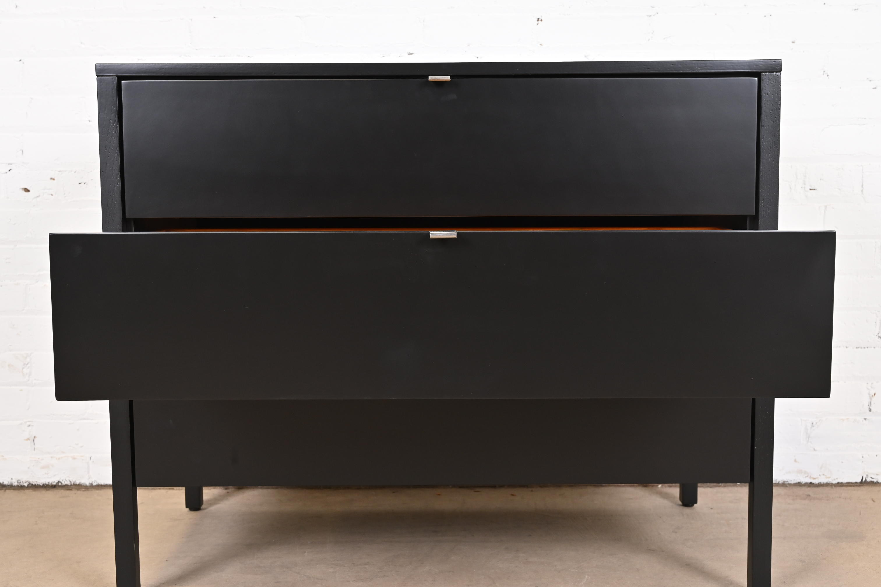 Florence Knoll Mid-Century Modern Black Lacquered Chest of Drawers, Newly Refinished - Image 8