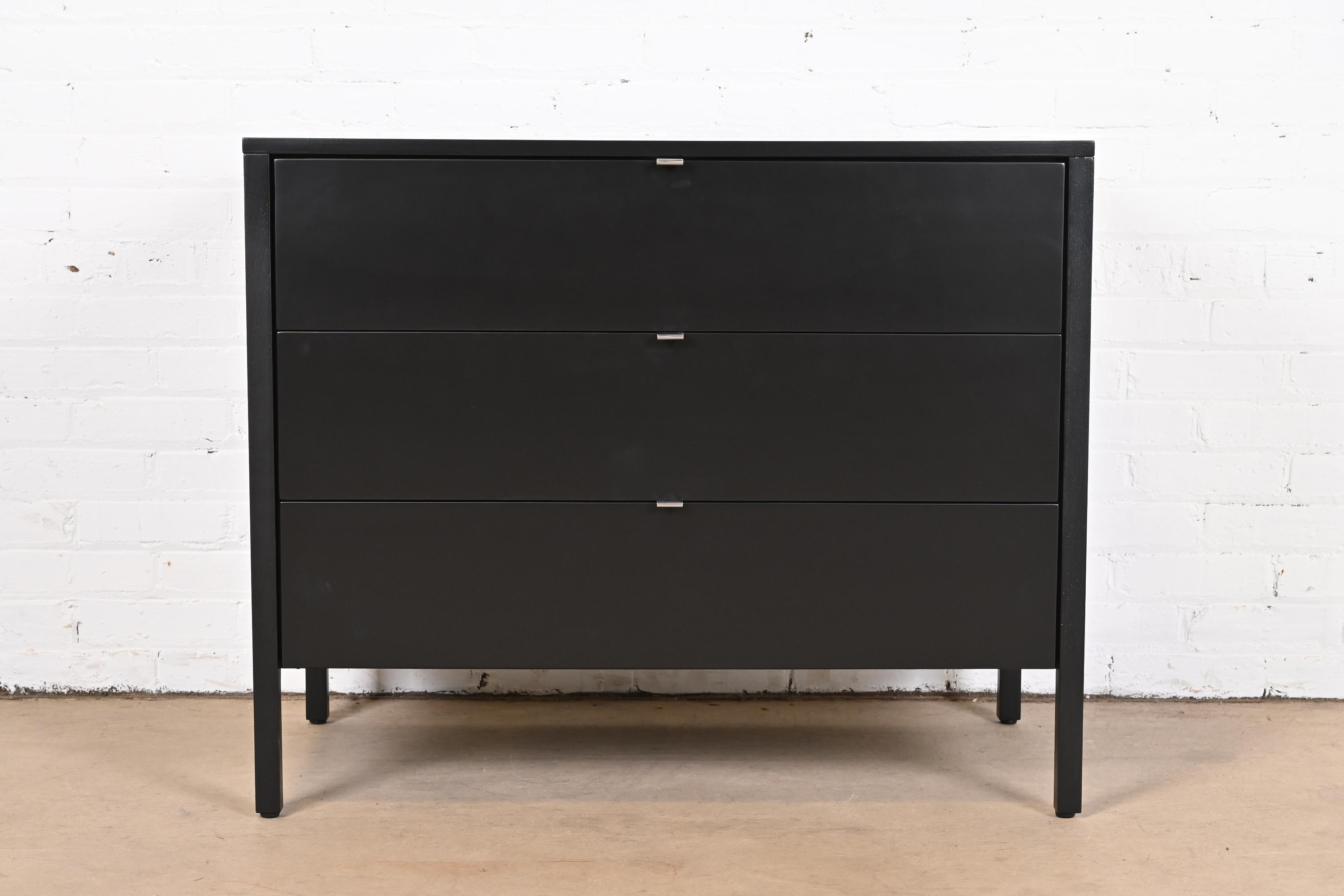 Florence Knoll Mid-Century Modern Black Lacquered Chest of Drawers, Newly Refinished - Image 2