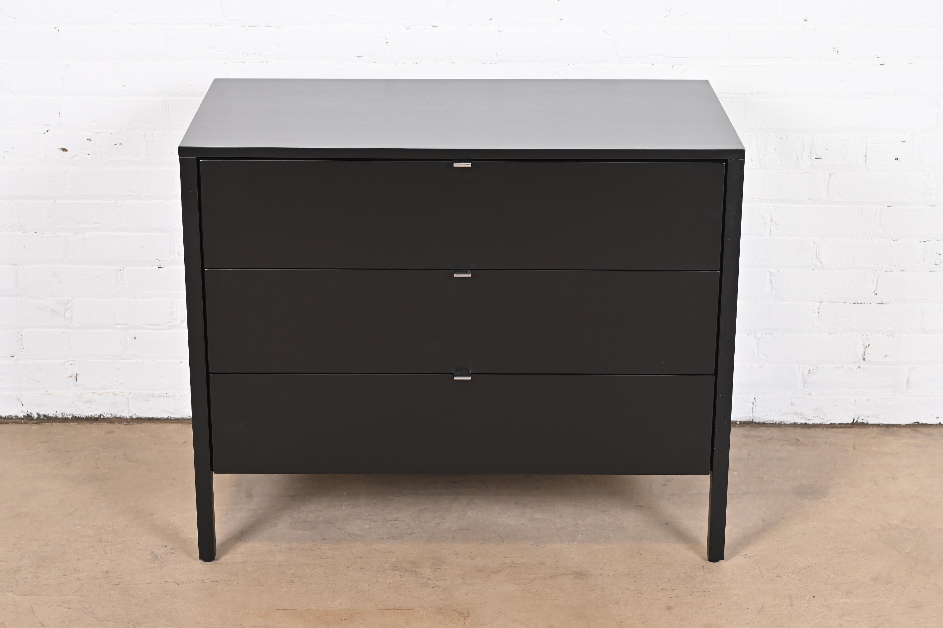 Florence Knoll Mid-Century Modern Black Lacquered Chest of Drawers, Newly Refinished - Image 3