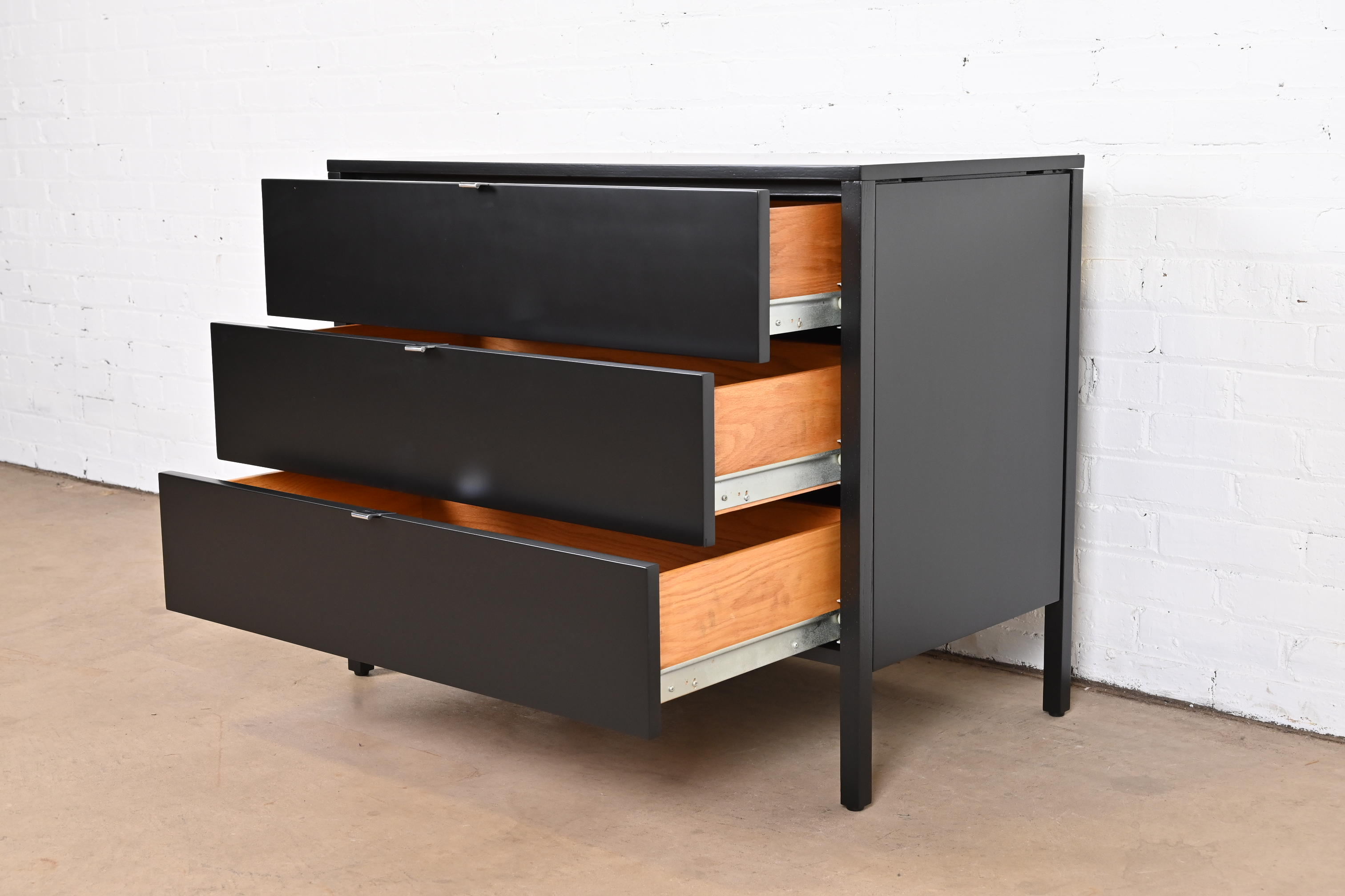 Florence Knoll Mid-Century Modern Black Lacquered Chest of Drawers, Newly Refinished - Image 6