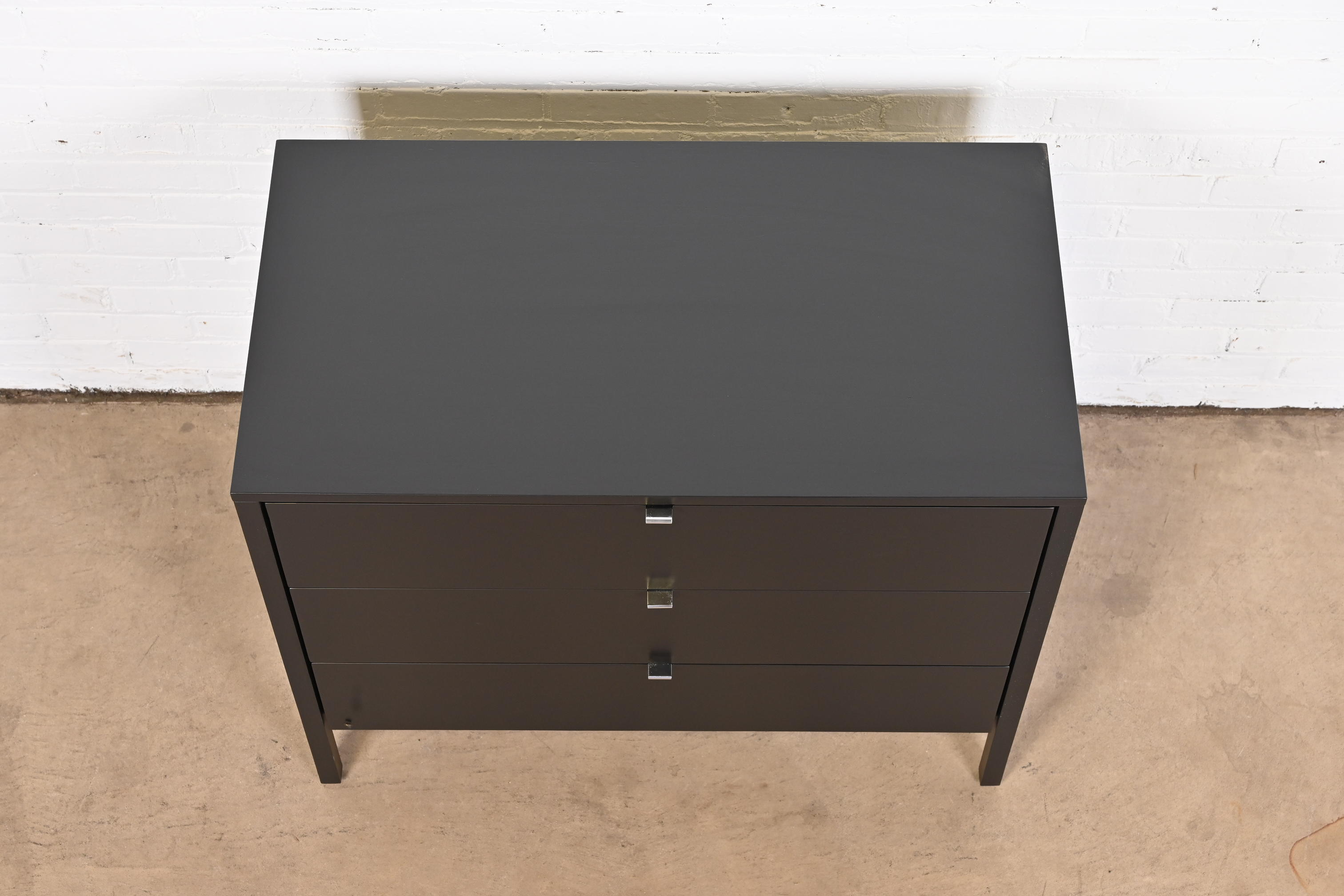 Florence Knoll Mid-Century Modern Black Lacquered Chest of Drawers, Newly Refinished - Image 10