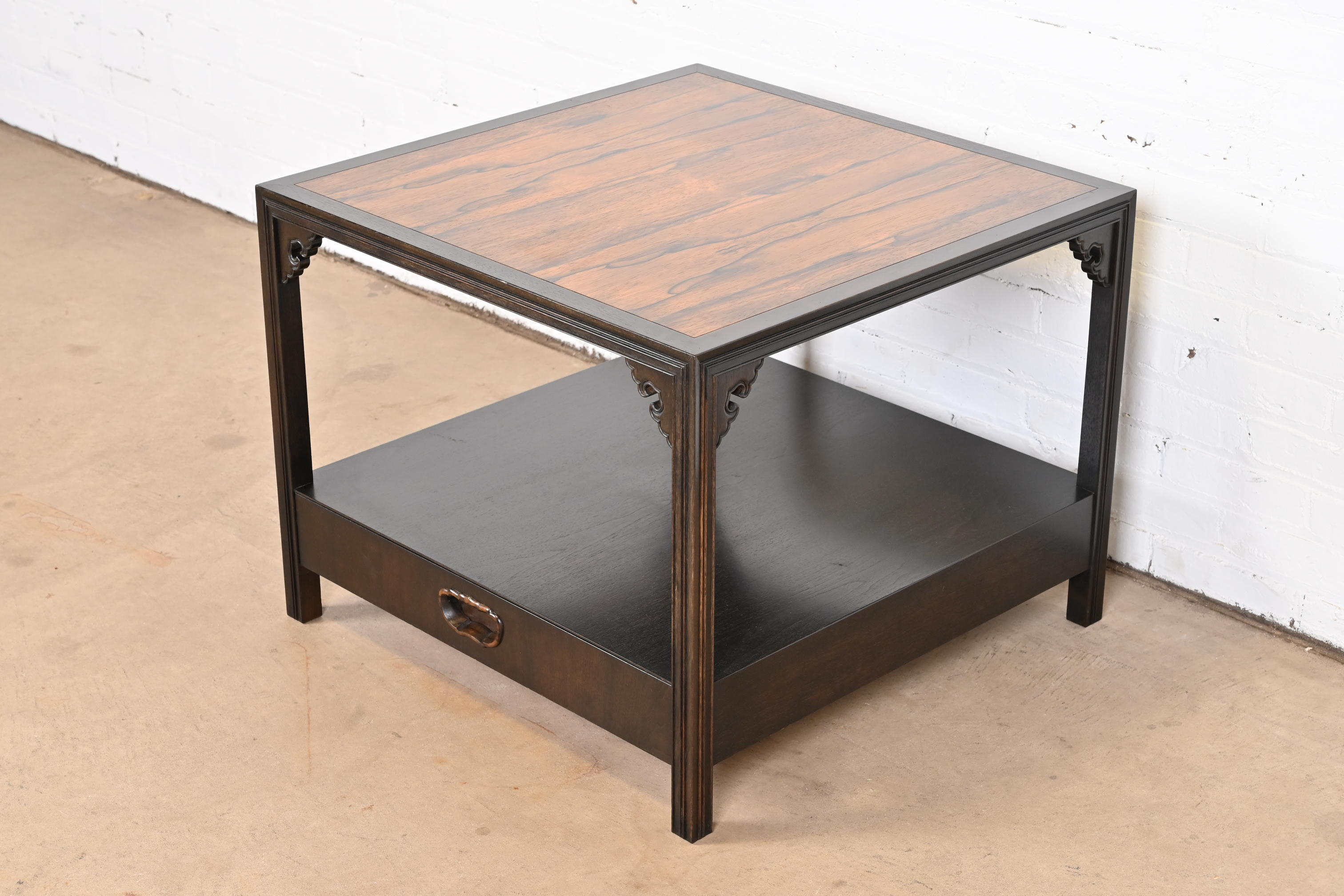Michael Taylor for Baker Far East Collection Chinoiserie Rosewood Cocktail Table or Occasional Side Table