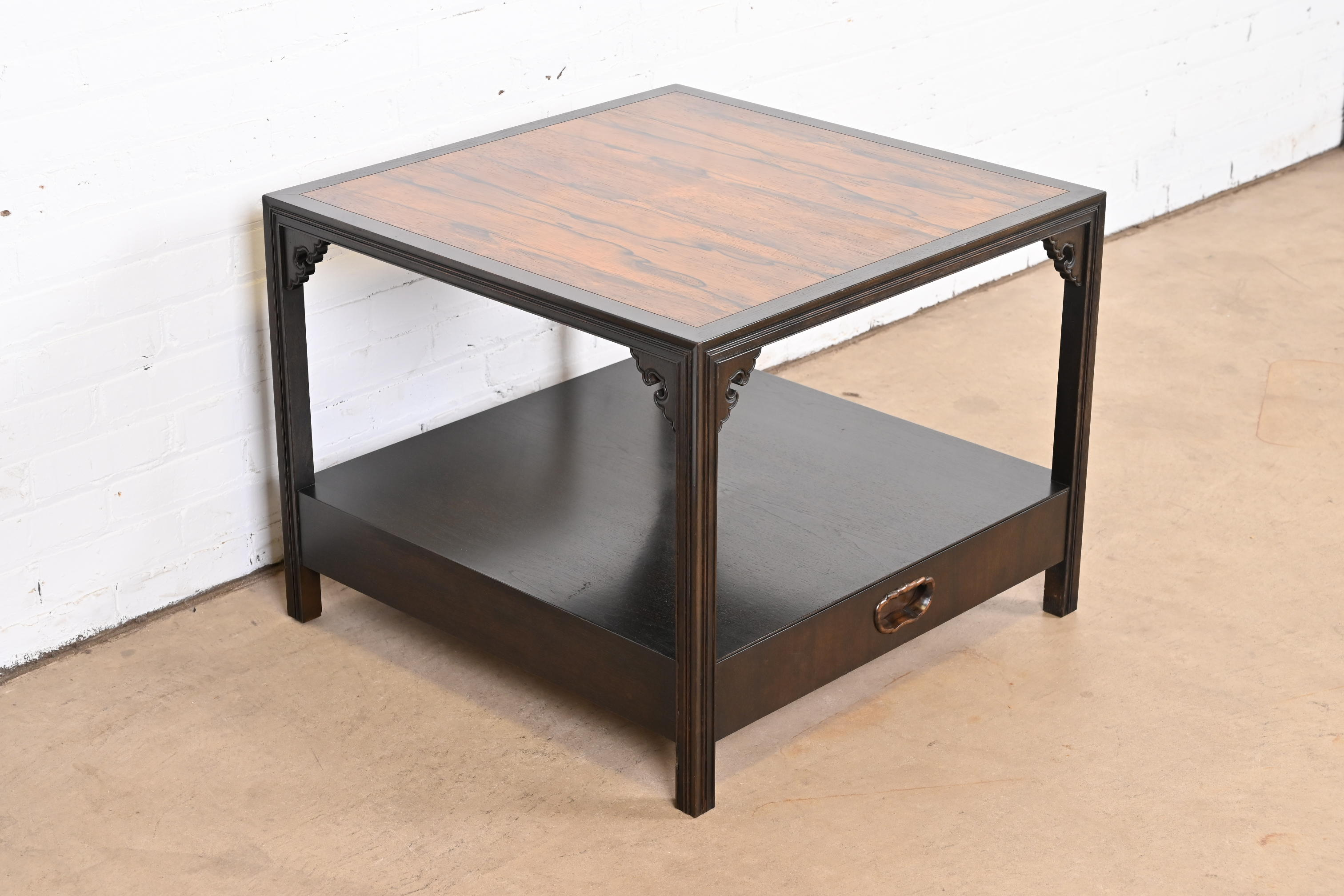 Michael Taylor for Baker Far East Collection Chinoiserie Rosewood Cocktail Table or Occasional Side Table - Image 3