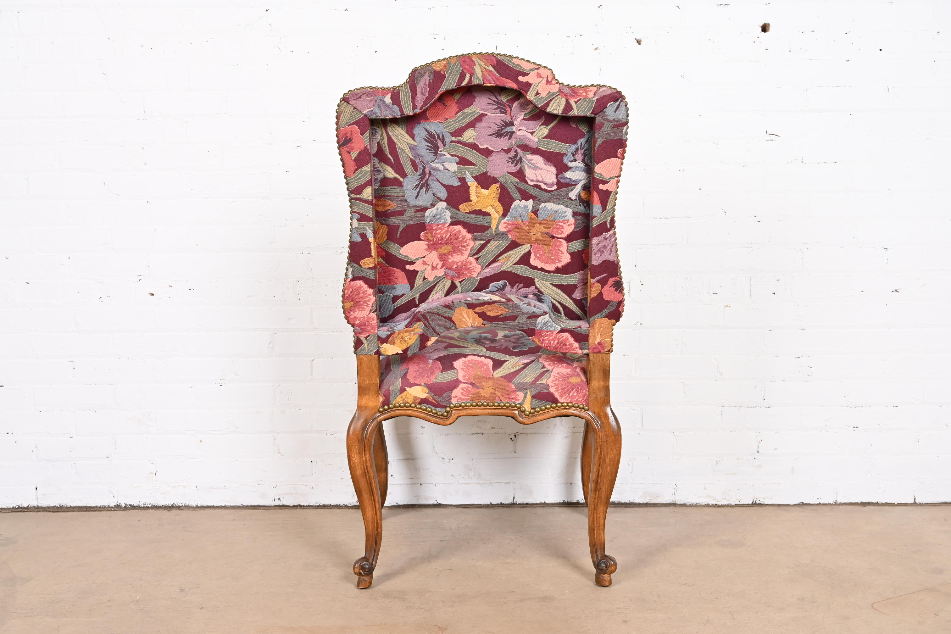 Minton Spidell French Louis XV Style Walnut Dining Arm Chairs, Set of Six - Image 11