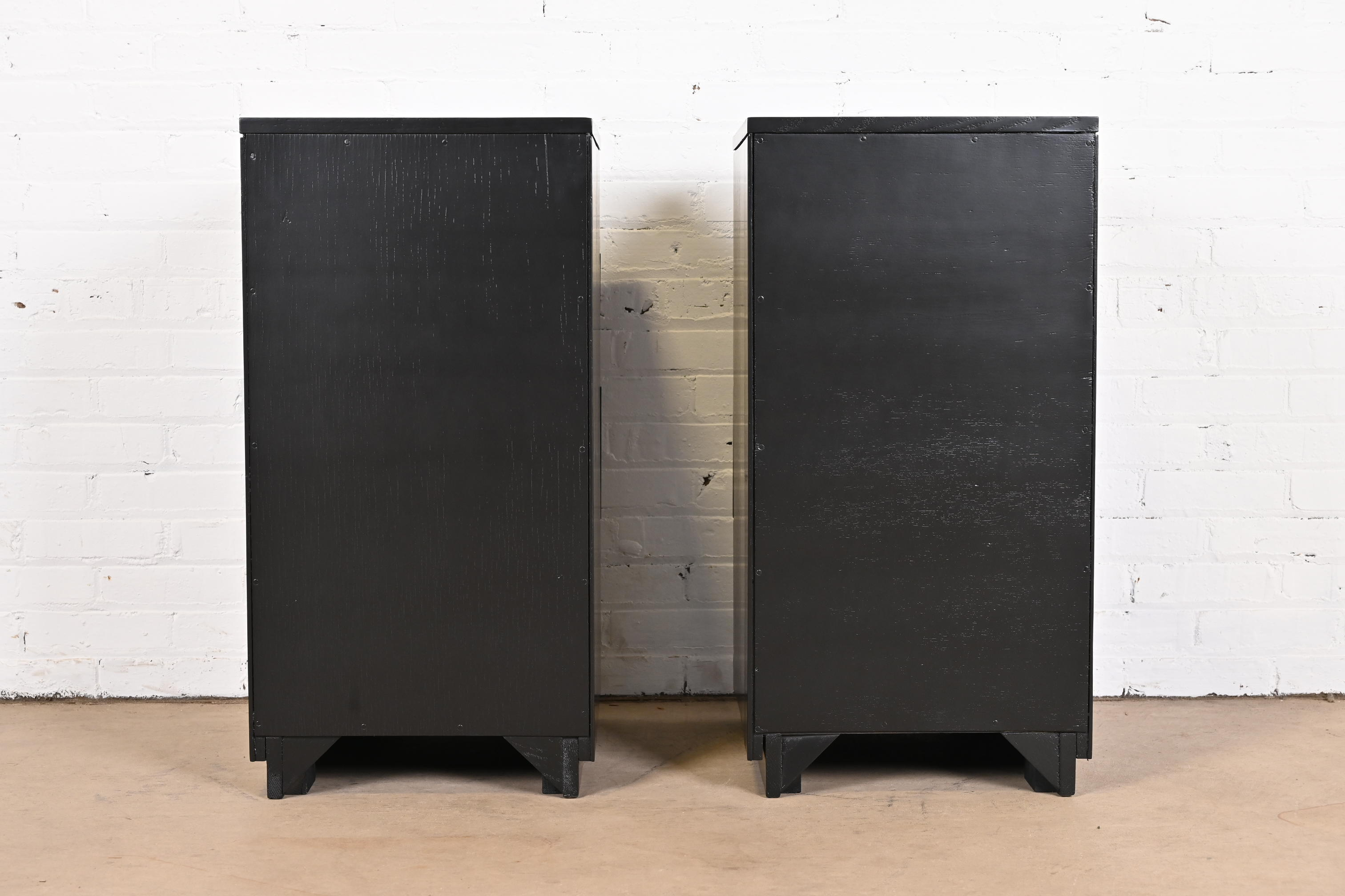 Raymond Loewy for Mengel Mid-Century Modern Black Lacquered Bedside Chests, Newly Refinished - Image 11