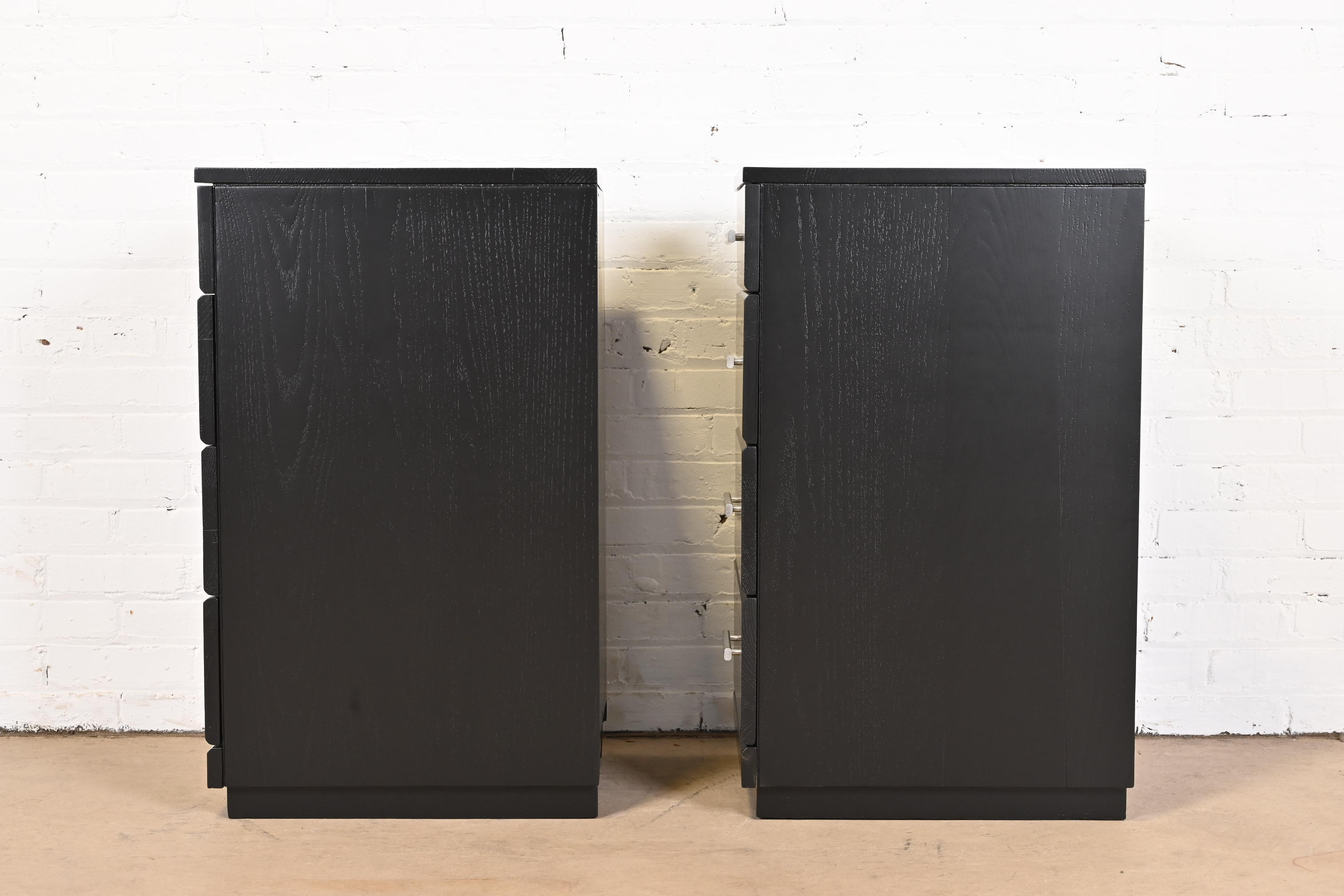 Raymond Loewy for Mengel Mid-Century Modern Black Lacquered Bedside Chests, Newly Refinished - Image 12