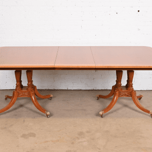 Baker Furniture Historic Charleston Georgian Mahogany Double Pedestal Dining Table, Newly Refinished