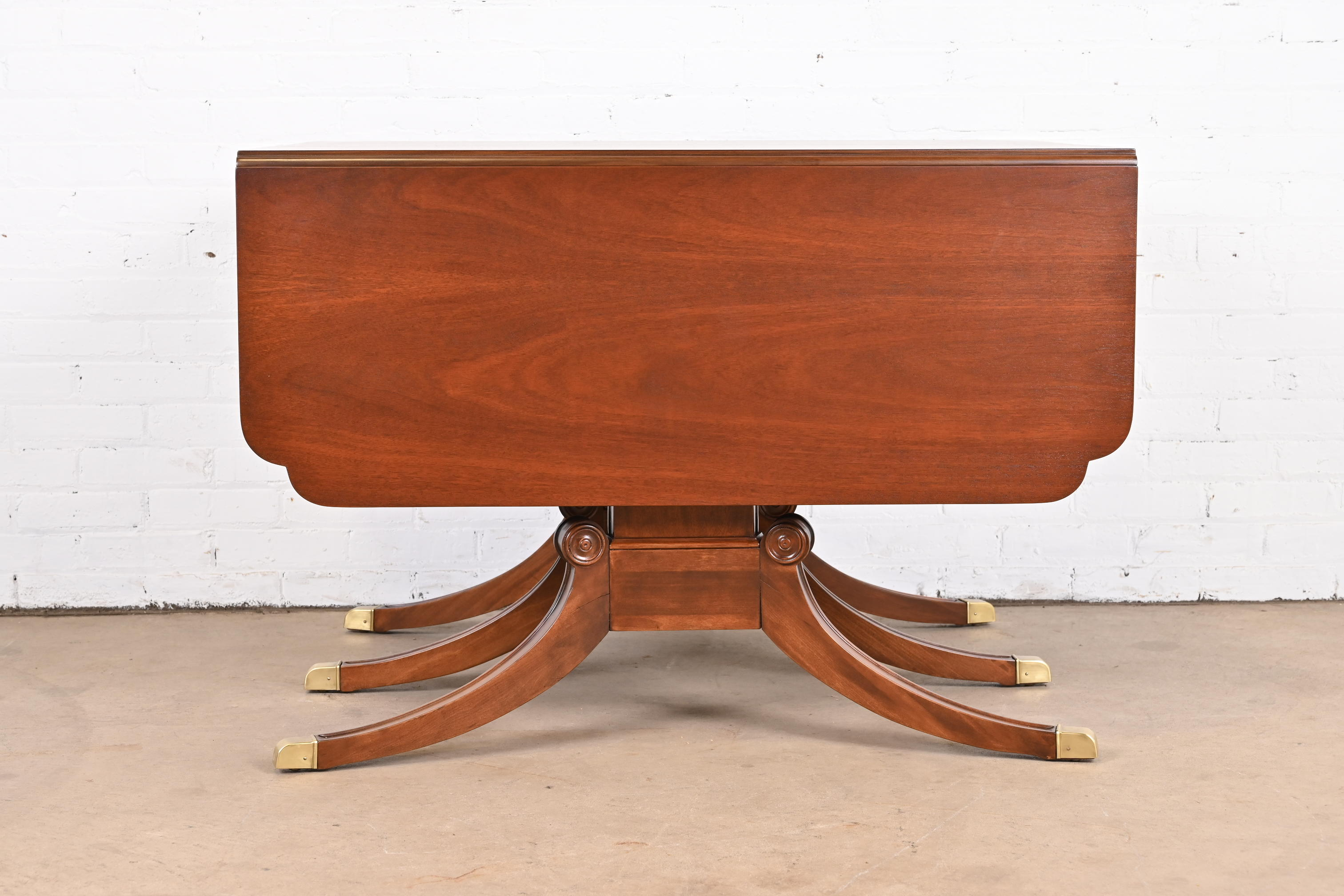 Drexel Georgian Mahogany Triple Pedestal Extension Dining Table, Newly Refinished - Image 11