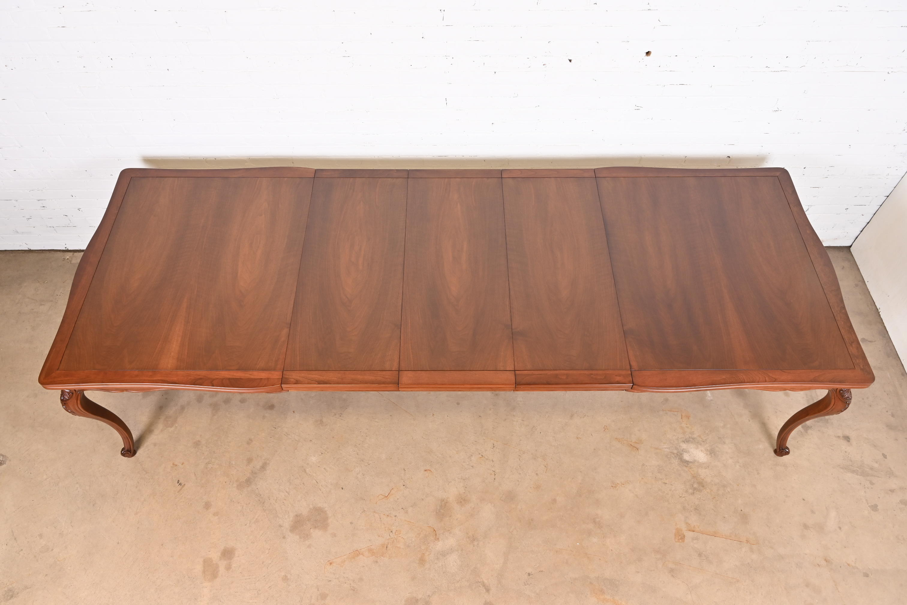 John Widdicomb French Provincial Louis XV Walnut Extension Dining Table, Newly Refinished - Image 6