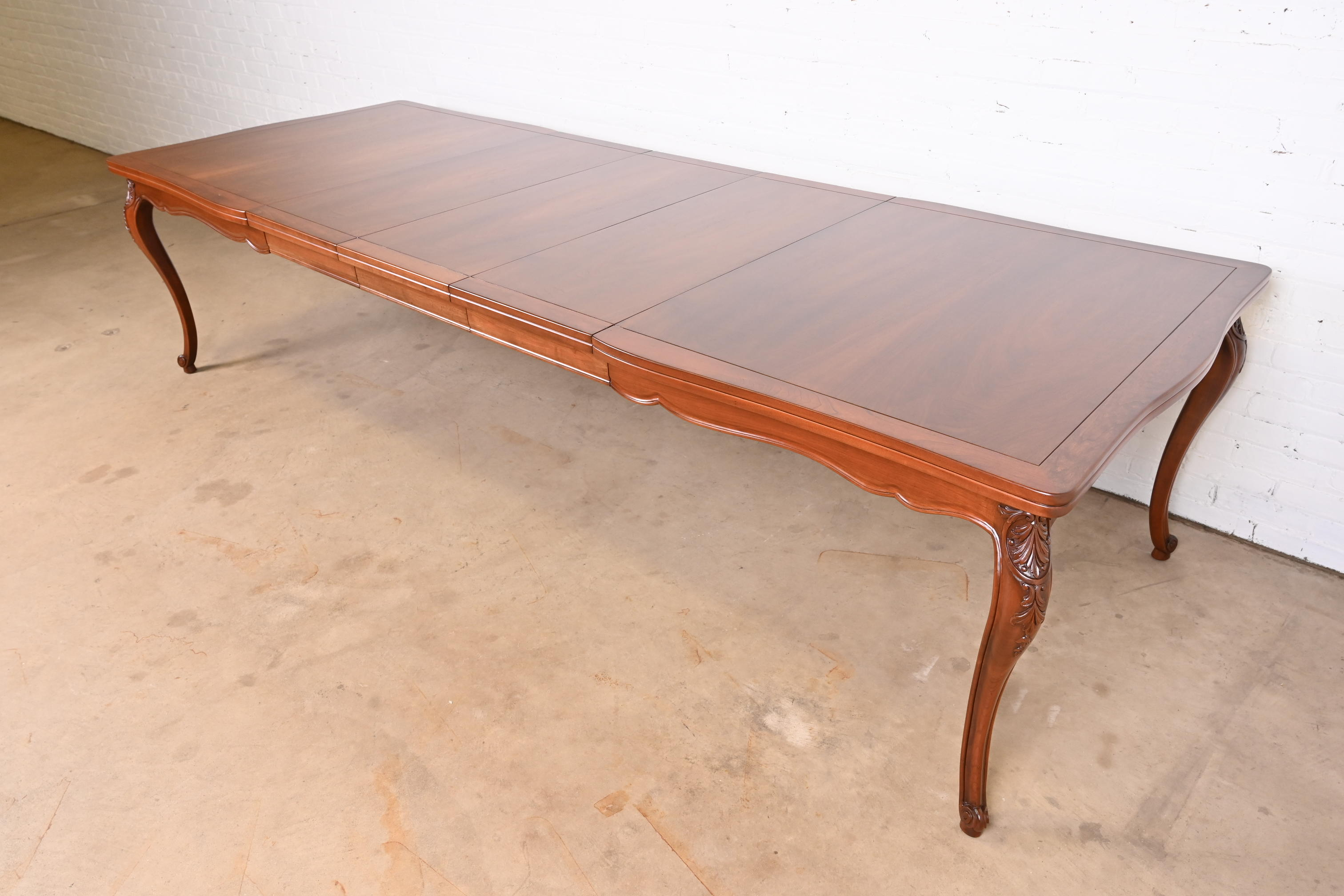 John Widdicomb French Provincial Louis XV Walnut Extension Dining Table, Newly Refinished - Image 3