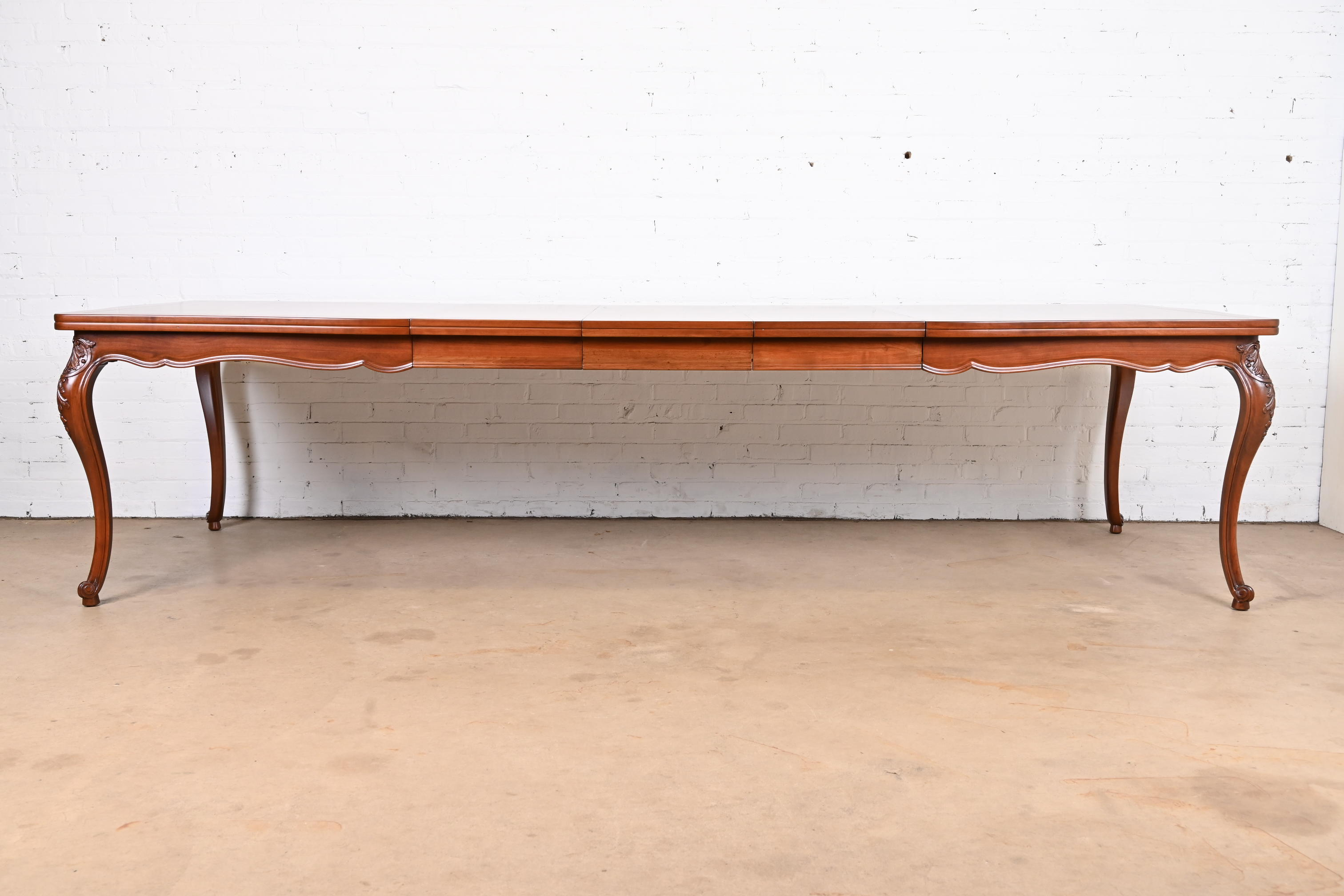 John Widdicomb French Provincial Louis XV Walnut Extension Dining Table, Newly Refinished - Image 2