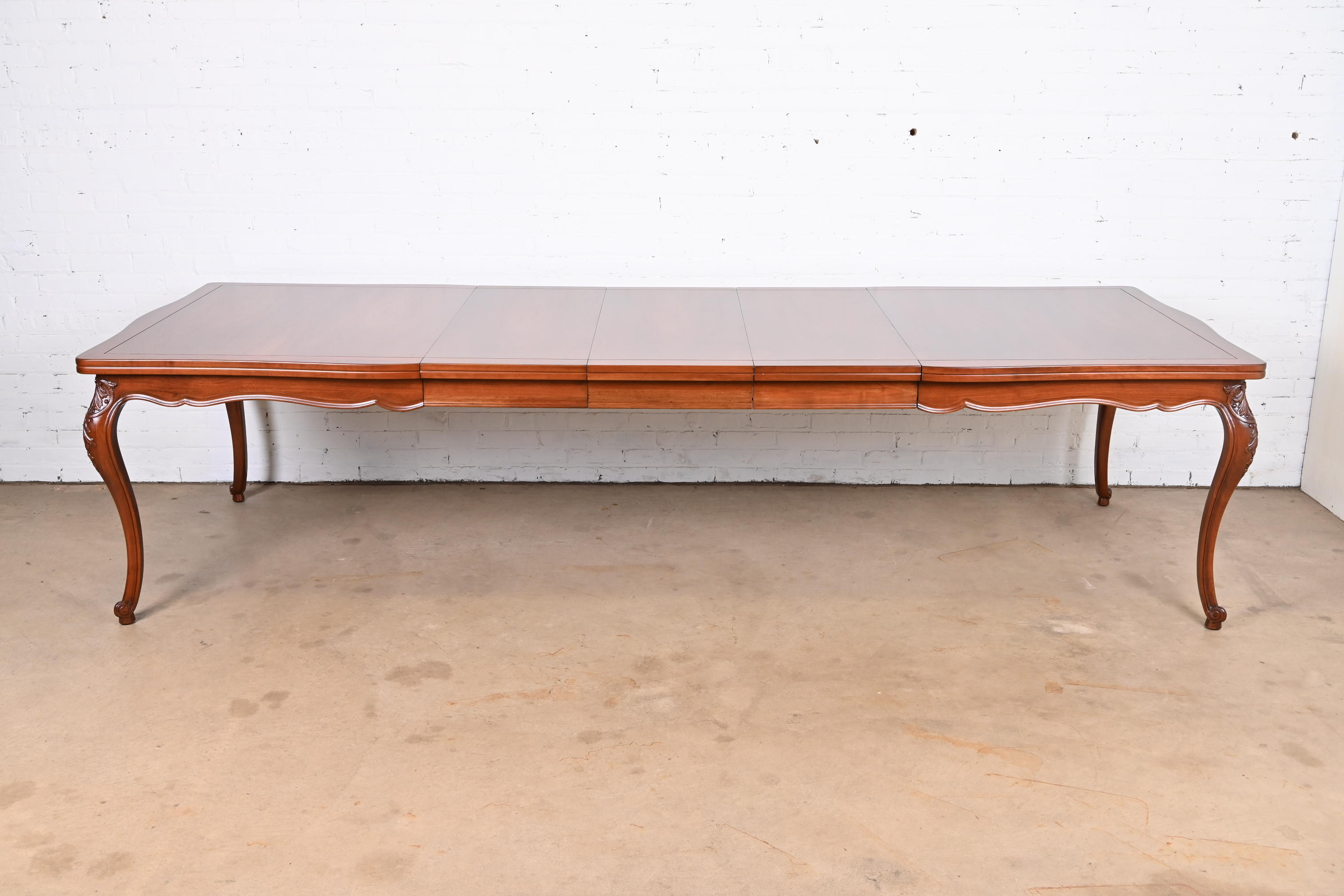 John Widdicomb French Provincial Louis XV Walnut Extension Dining Table, Newly Refinished