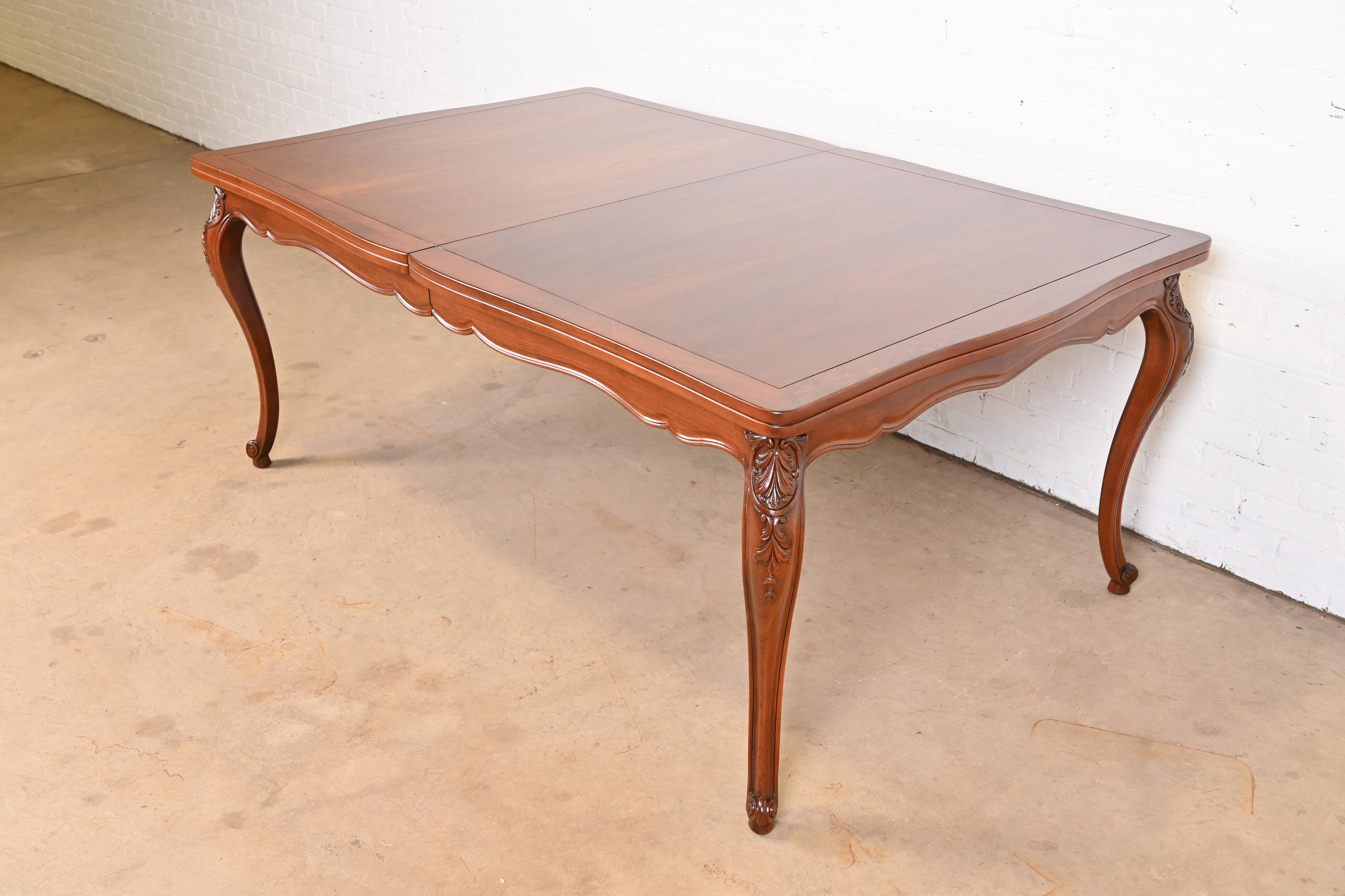 John Widdicomb French Provincial Louis XV Walnut Extension Dining Table, Newly Refinished - Image 8