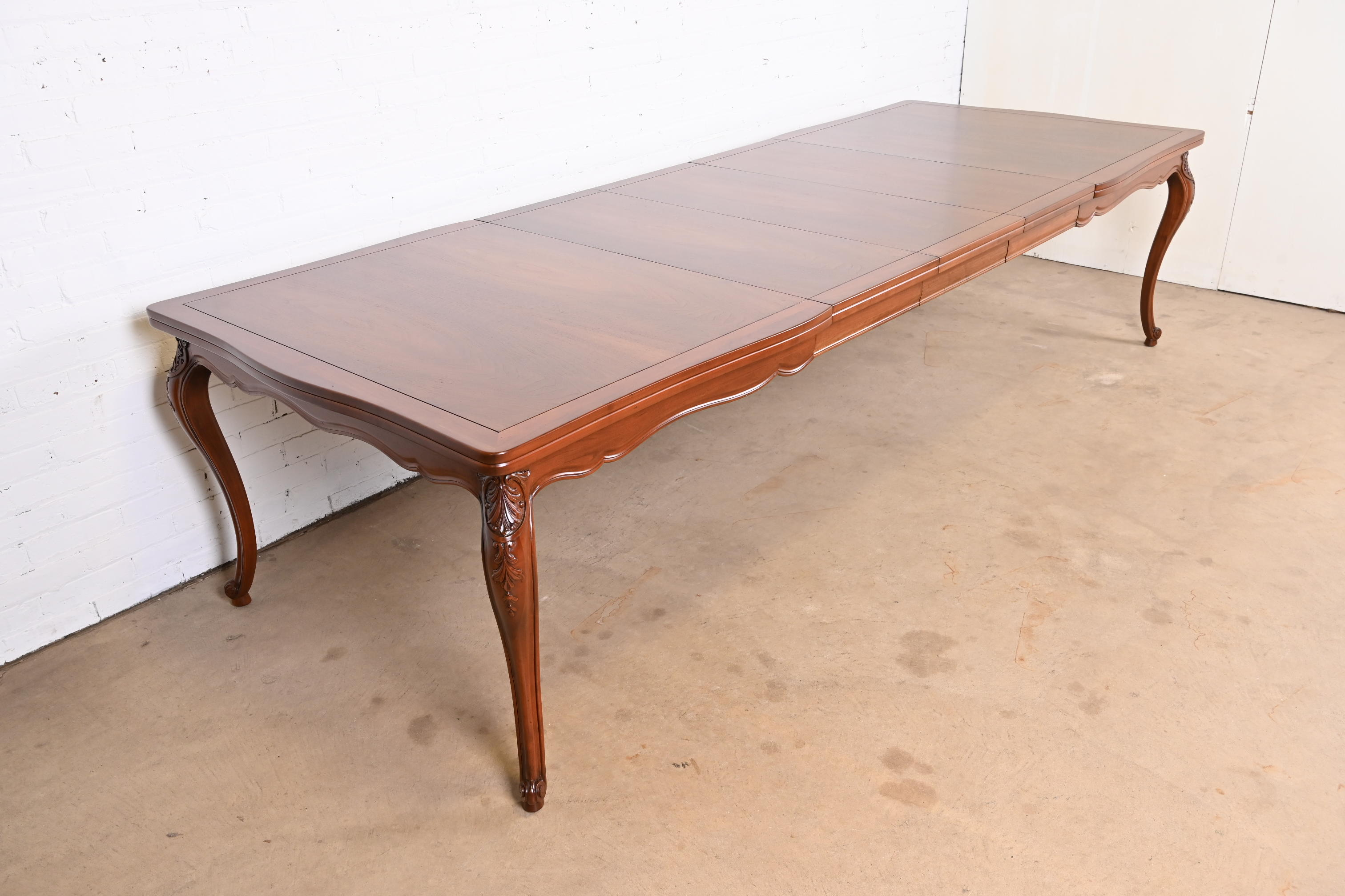 John Widdicomb French Provincial Louis XV Walnut Extension Dining Table, Newly Refinished - Image 5
