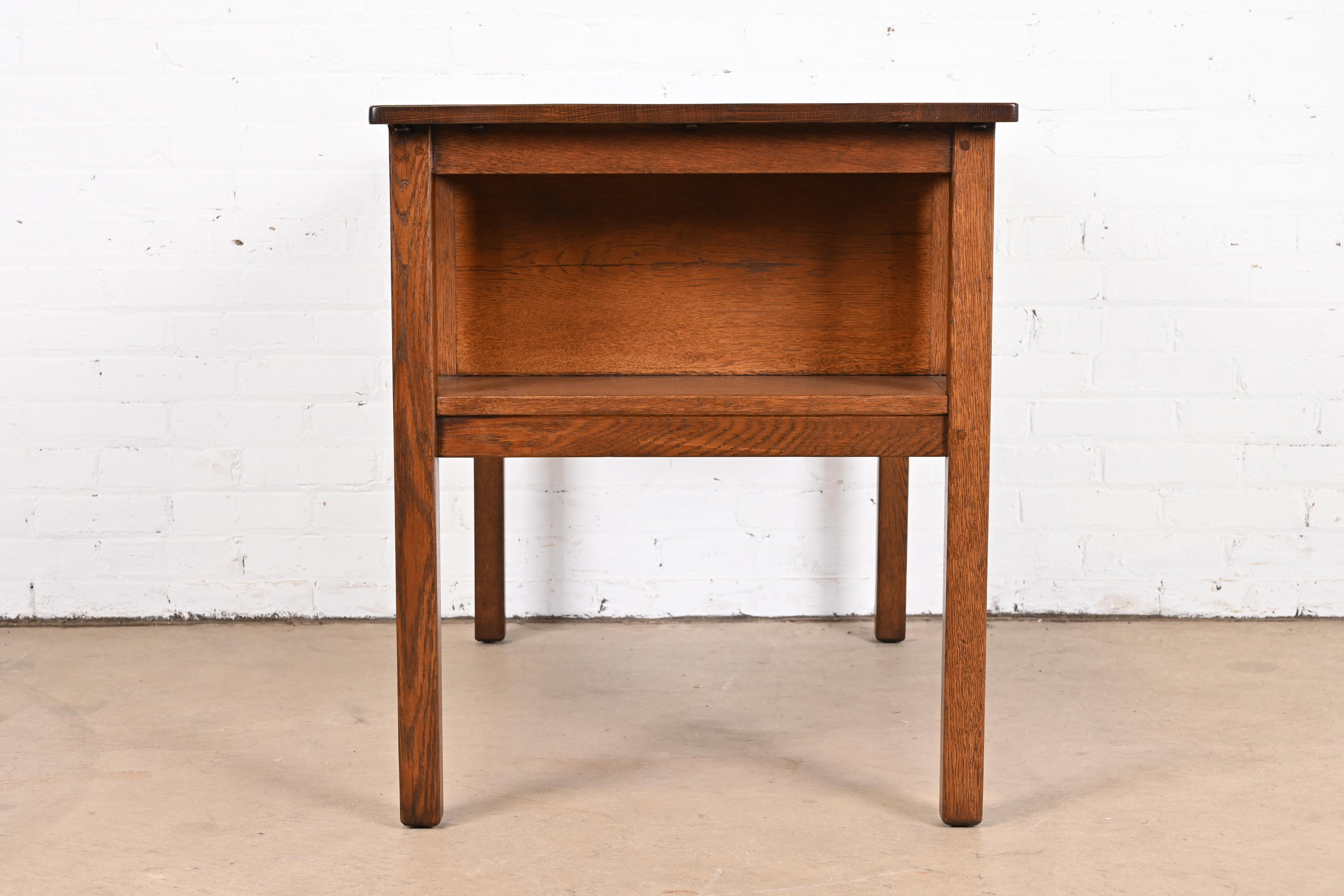 Antique Stickley Mission Oak Arts & Crafts Desk With Built-In Bookcases, Newly Restored - Image 10