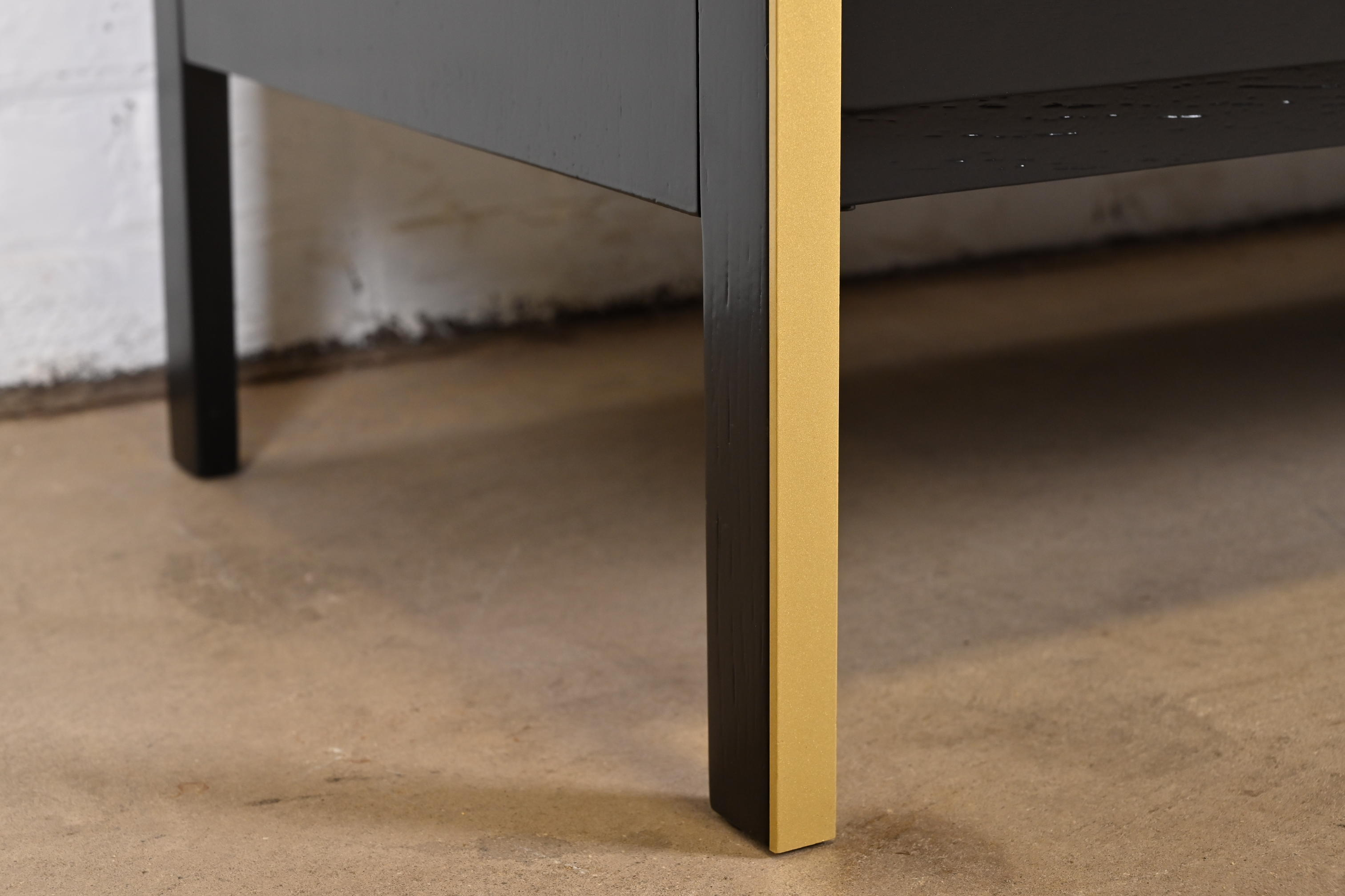 Paul McCobb Black Lacquer and Brass Dresser or Credenza, Newly Refinished - Image 11