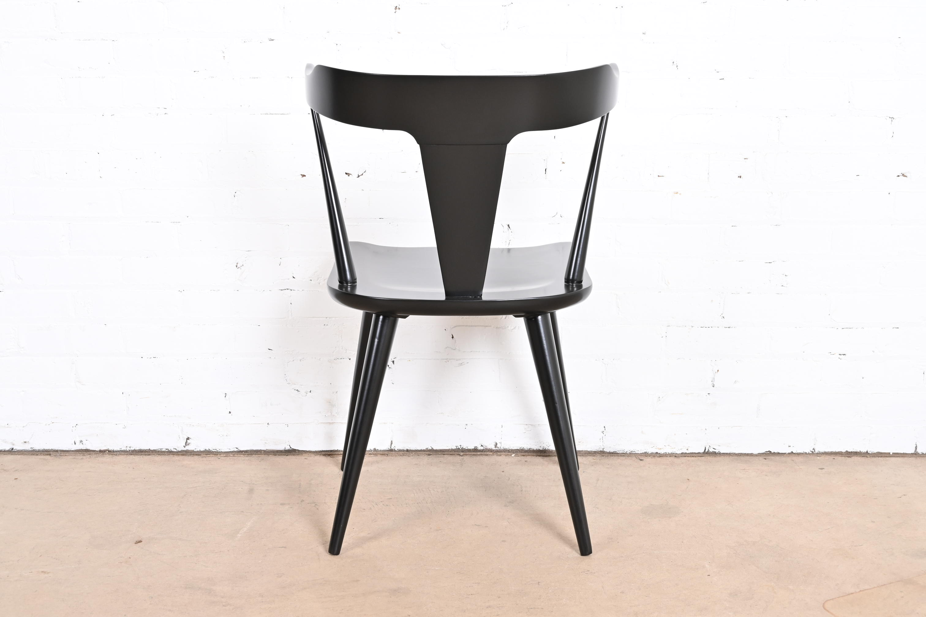 Paul McCobb Planner Group Black Lacquered T-Back Dining Chairs, Set of Eight - Image 11