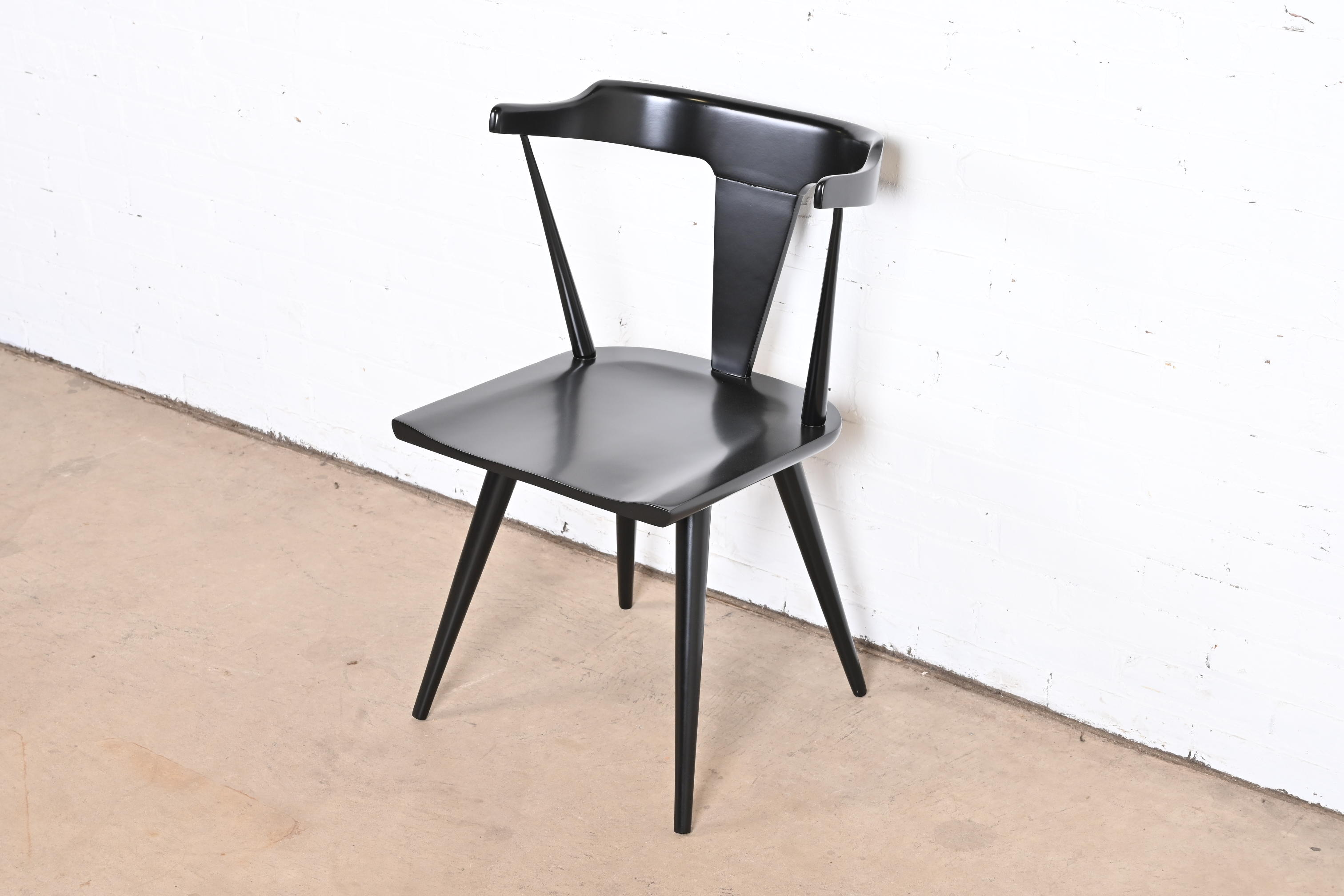 Paul McCobb Planner Group Black Lacquered T-Back Dining Chairs, Set of Eight - Image 10