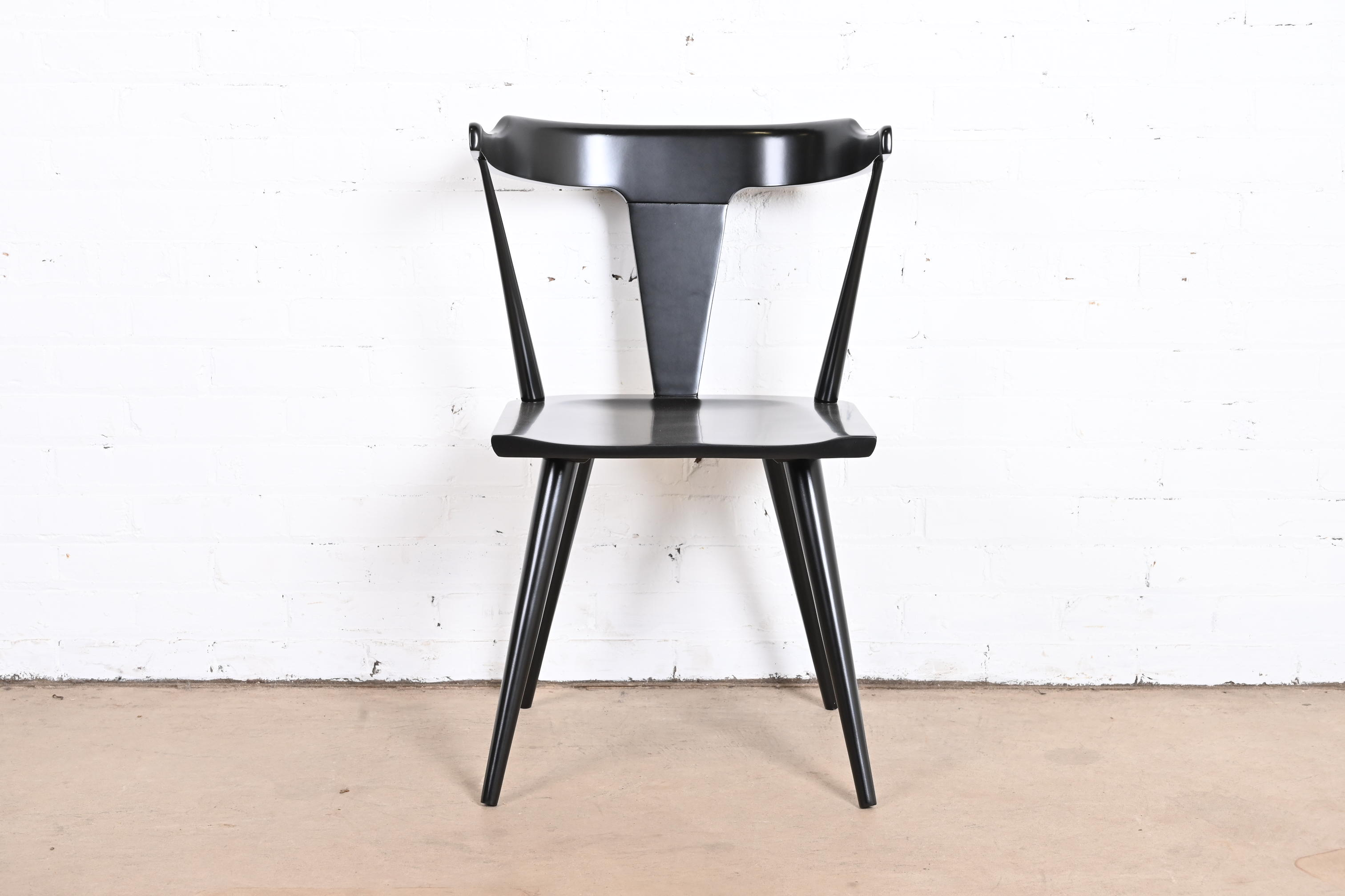 Paul McCobb Planner Group Black Lacquered T-Back Dining Chairs, Set of Eight - Image 9