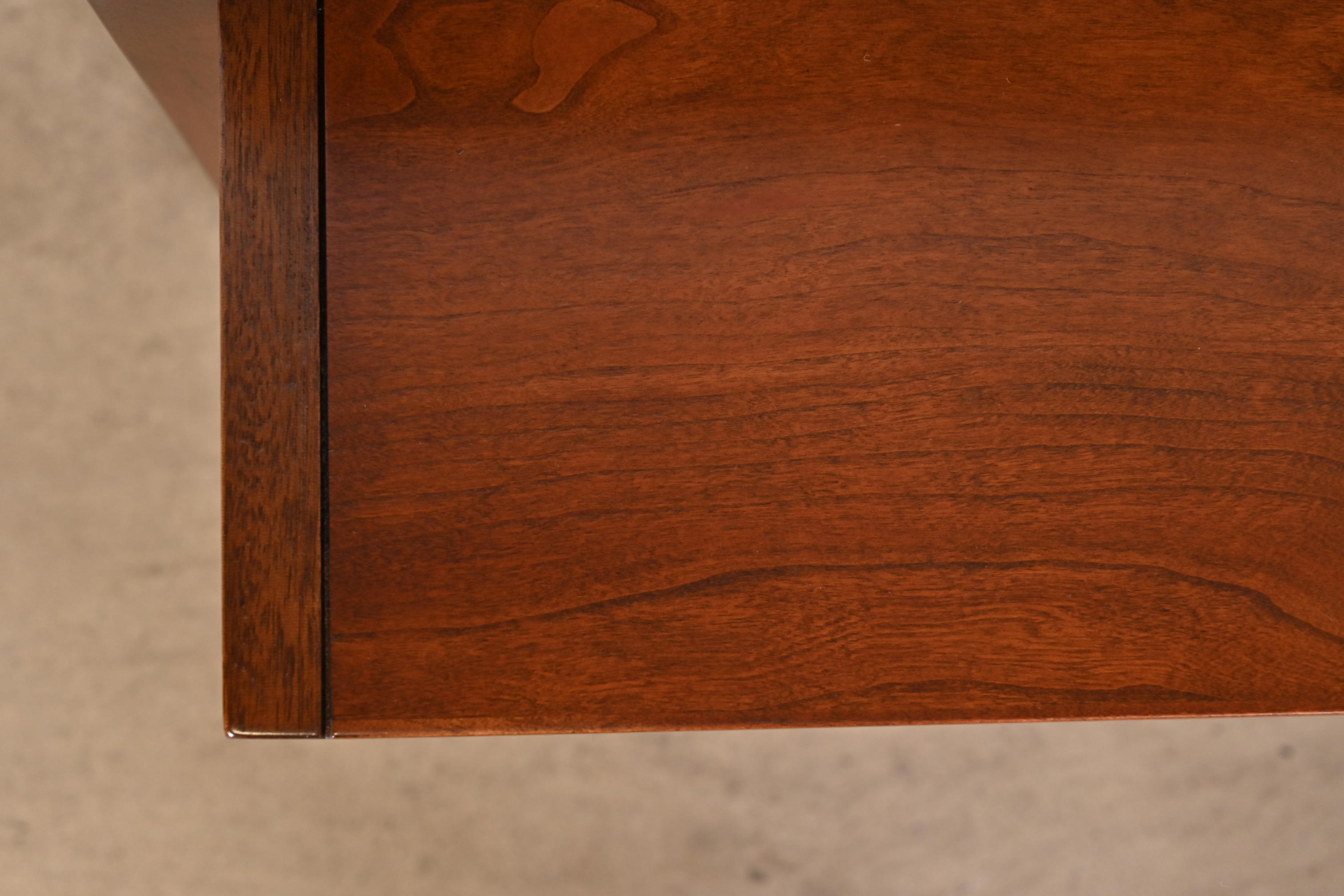 John Van Koert for Drexel Sculpted Cherry Wood Two-Tier Side Table, Newly Refinished - Image 8