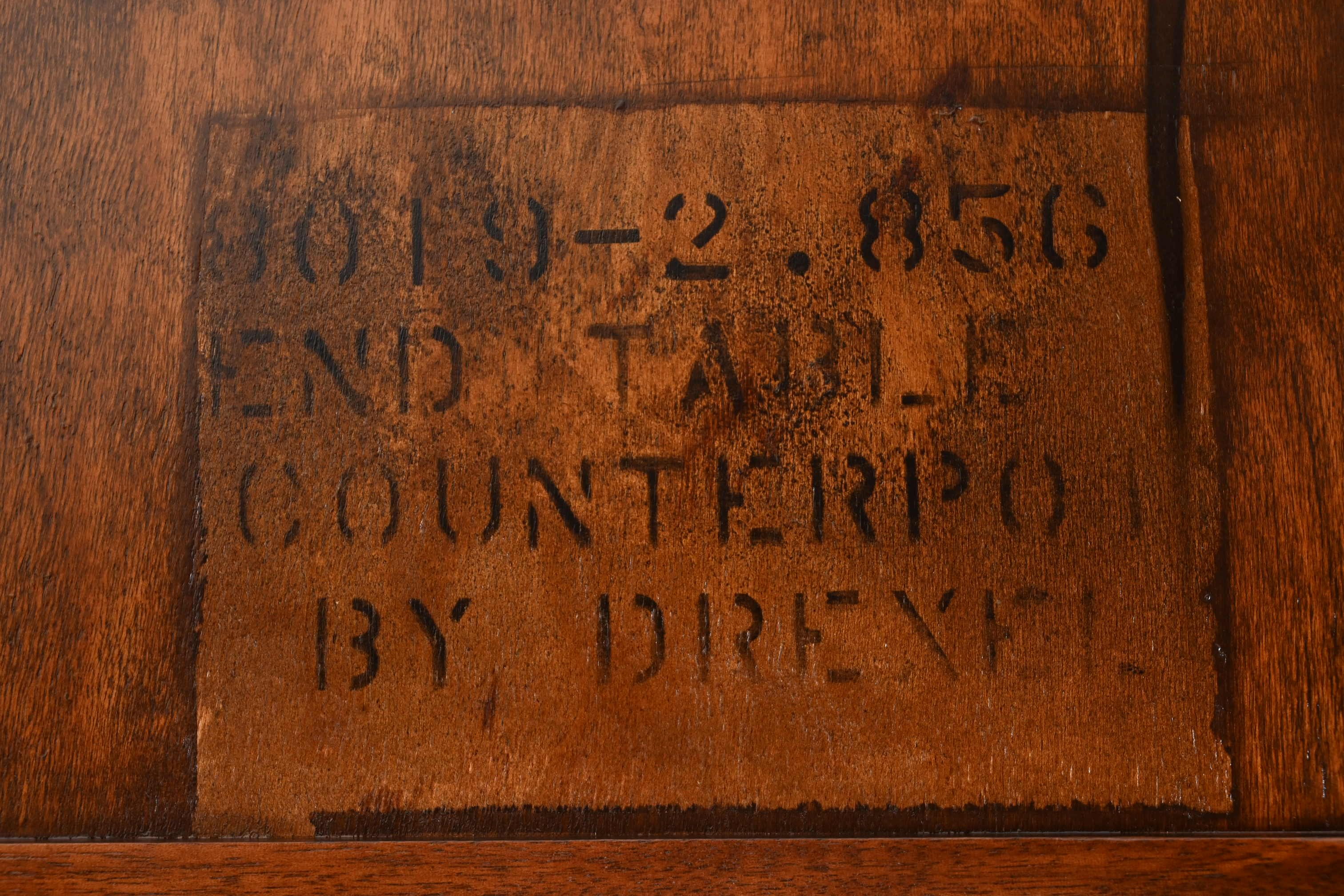 John Van Koert for Drexel Sculpted Cherry Wood Two-Tier Side Table, Newly Refinished - Image 11