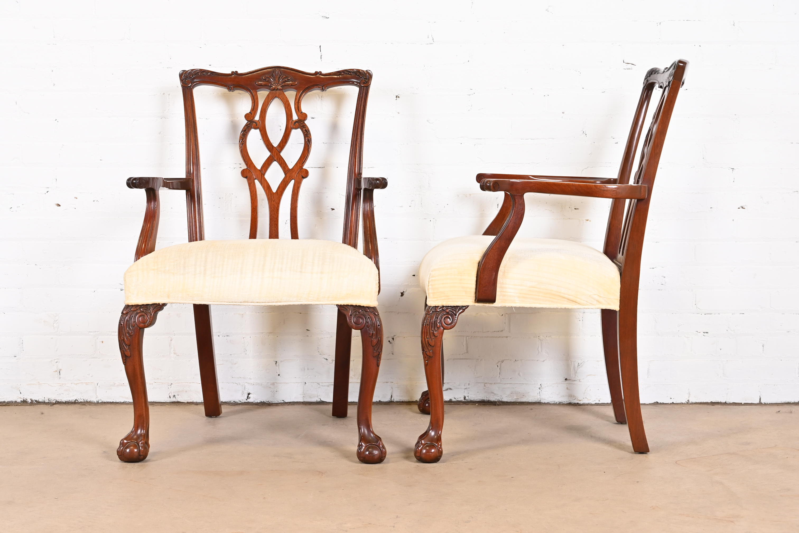 Kindel Furniture Georgian Carved Mahogany Dining Armchairs, Set of Six - Image 6