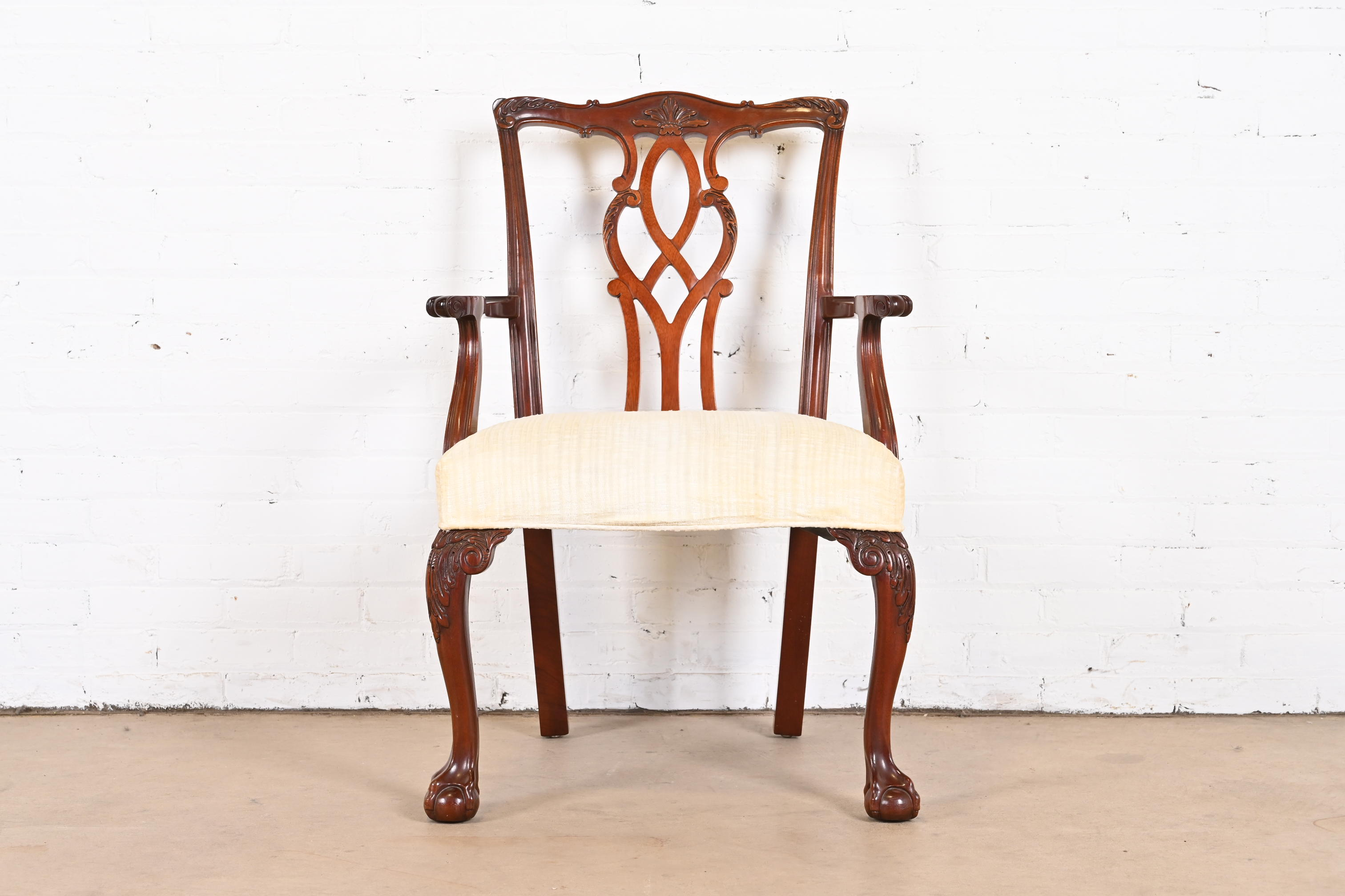 Kindel Furniture Georgian Carved Mahogany Dining Armchairs, Set of Six - Image 7